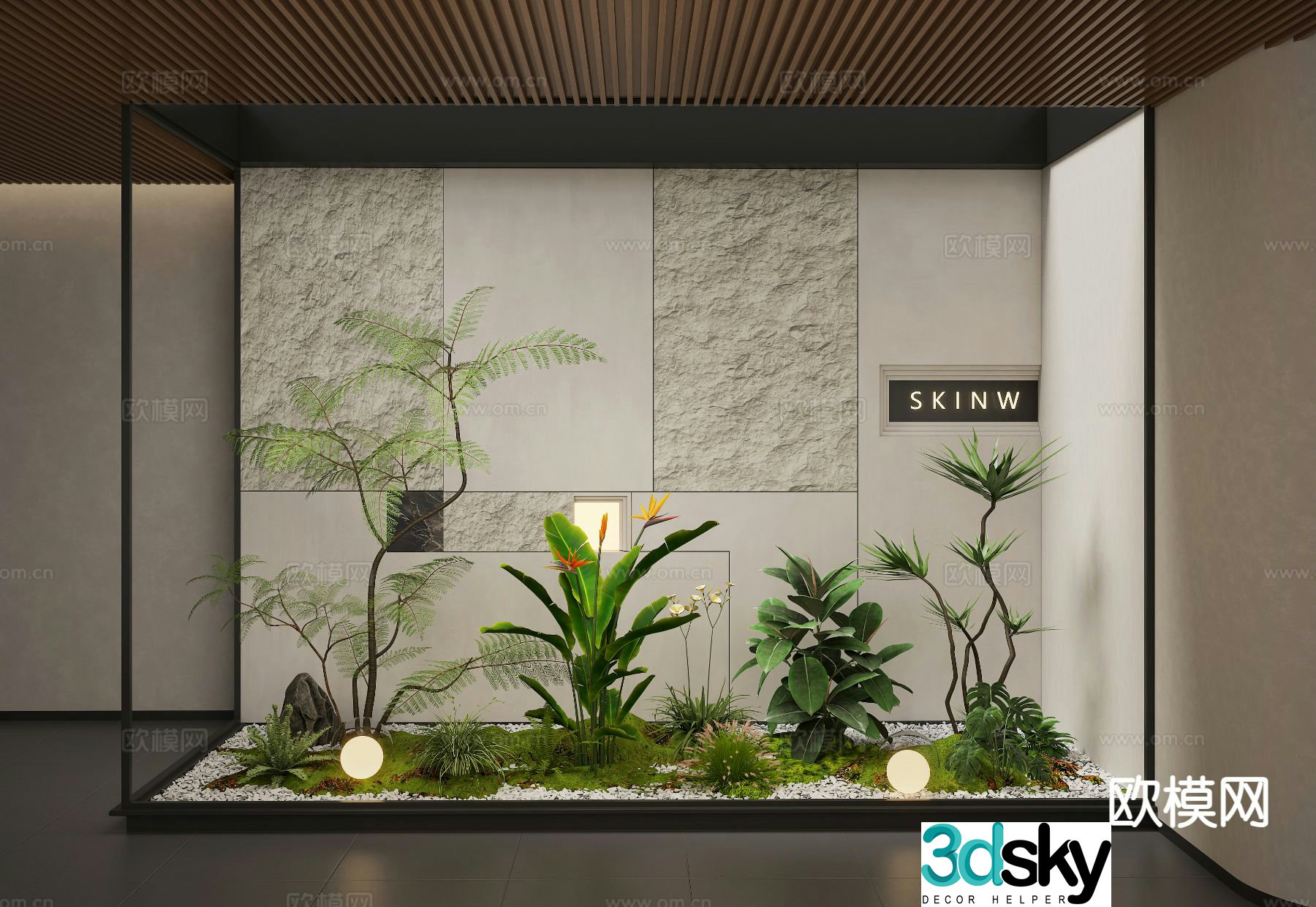 Indoor landscape plant pile landscape green plants 3d model