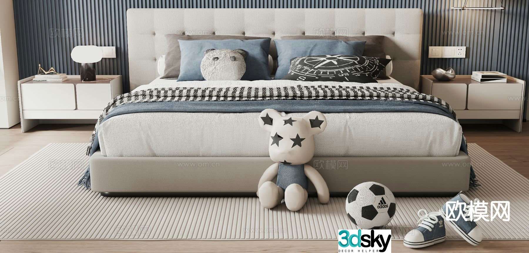 Modern children’s bed double bed 3d model