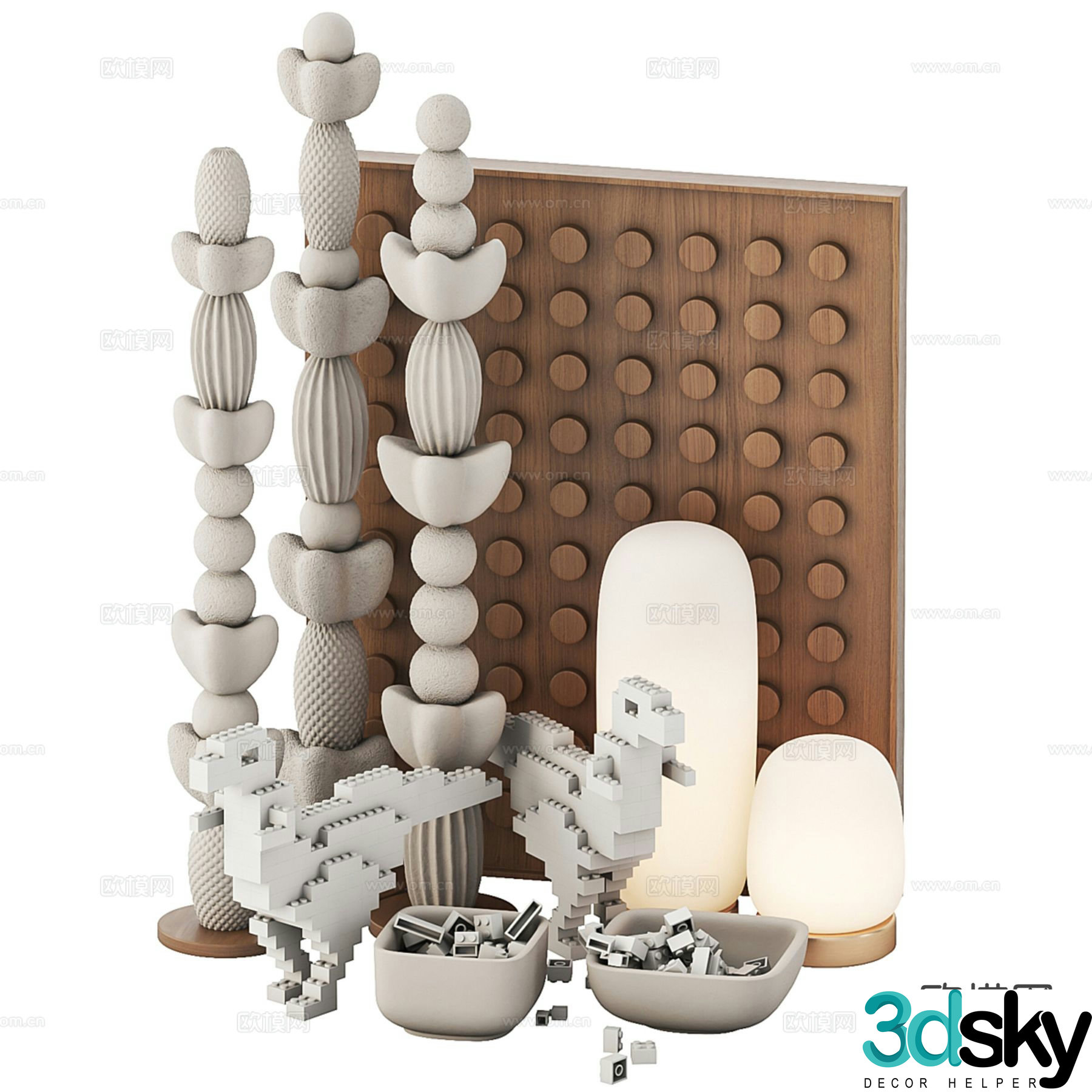 Modern building block toys decoration ornaments 3d model