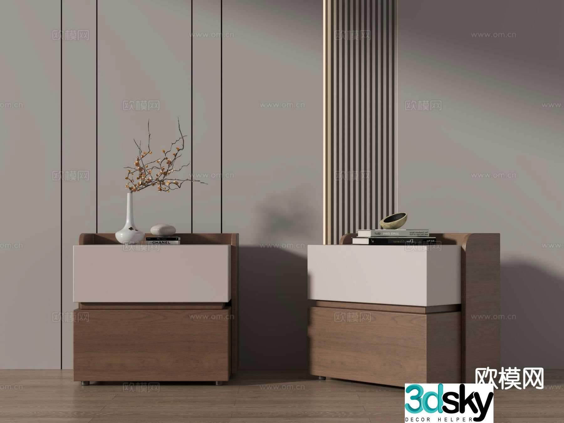 New Chinese style bedside table 3d model