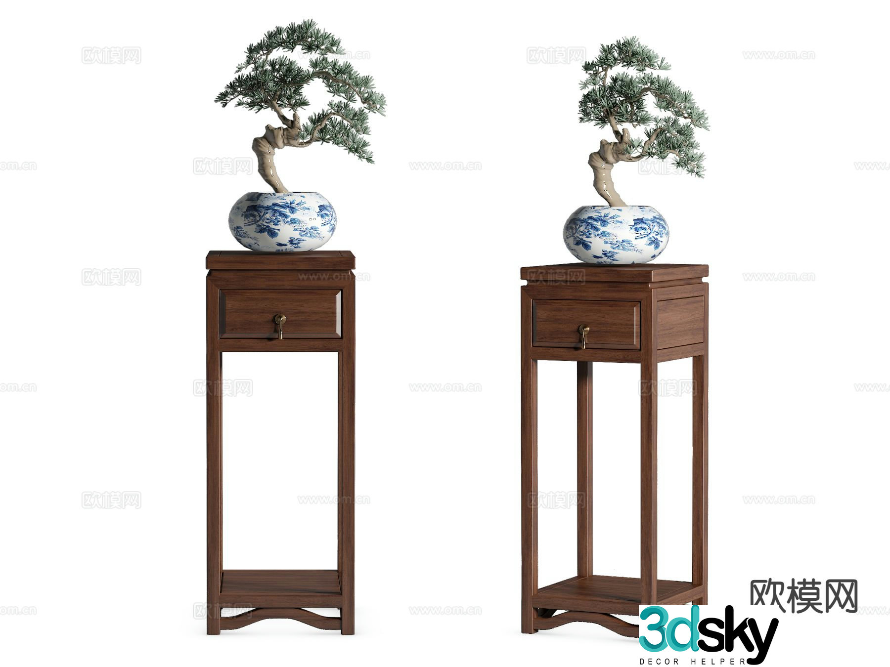 New Chinese style flower stand bonsai 3d model