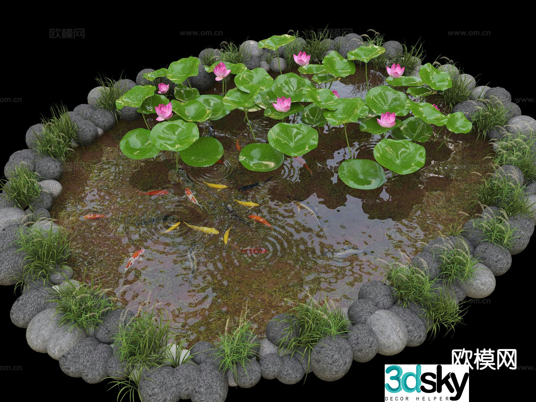 Ecological fish pond pond fish pond lotus pond pond 3d model