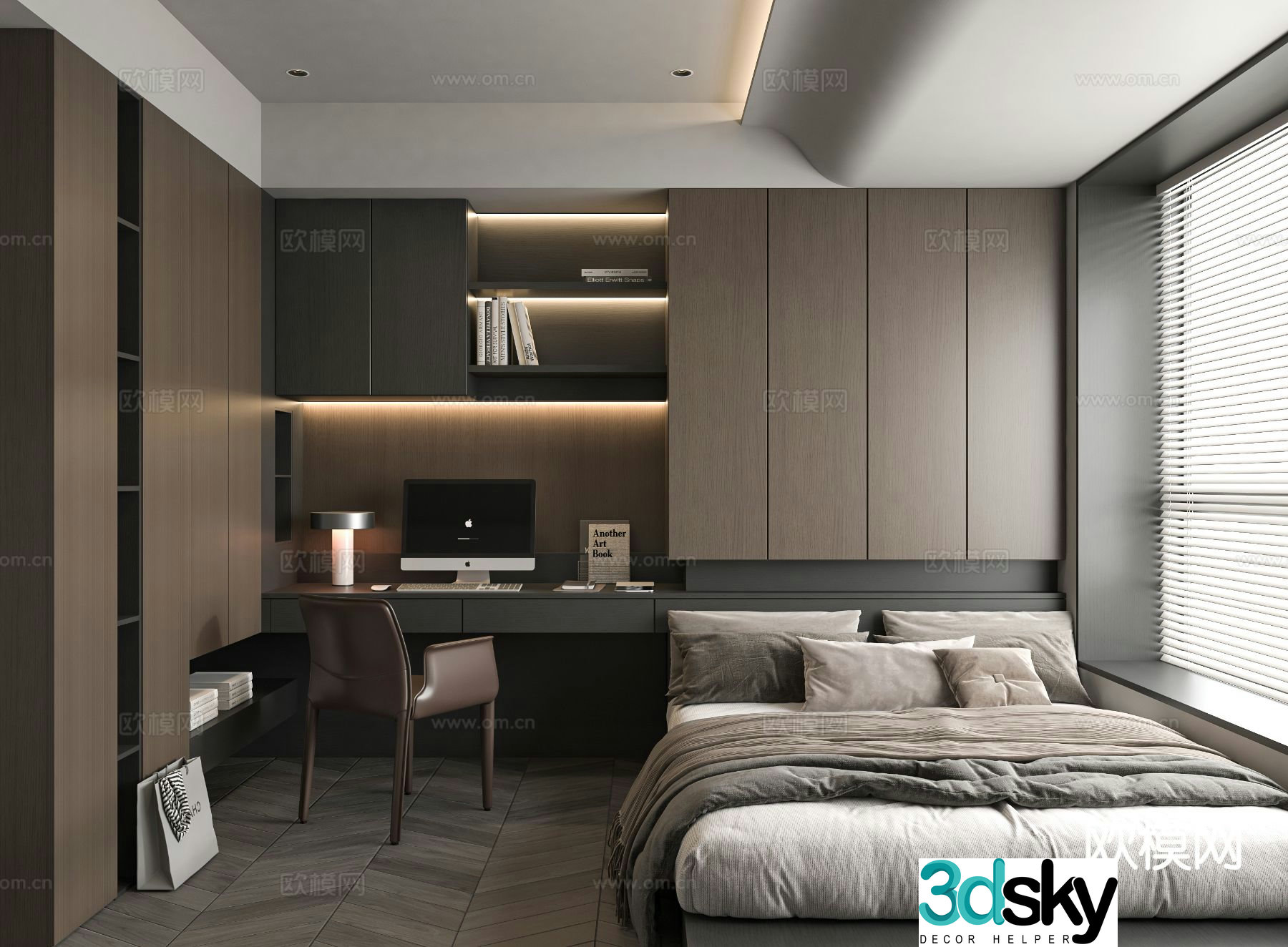 Italian tatami bedroom second bedroom 3D model