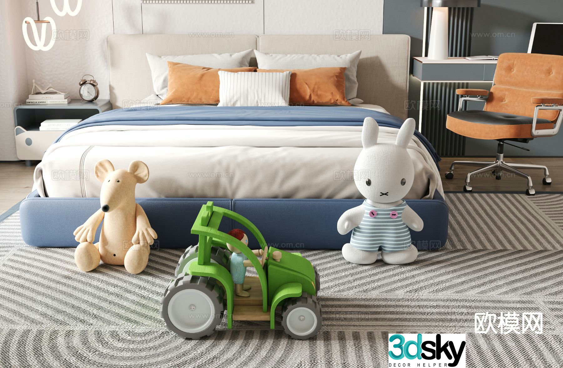 Modern children’s bed double bed 3d model