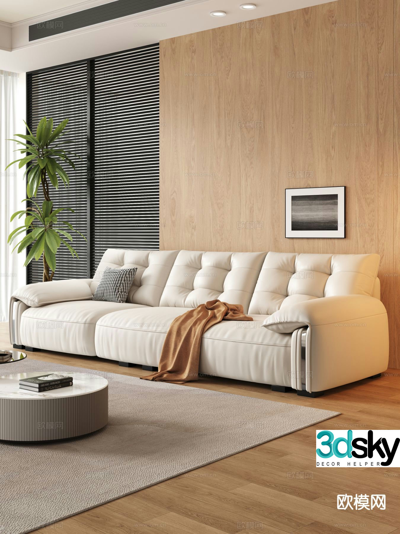 Three seater sofa upholstered sofa 3d model