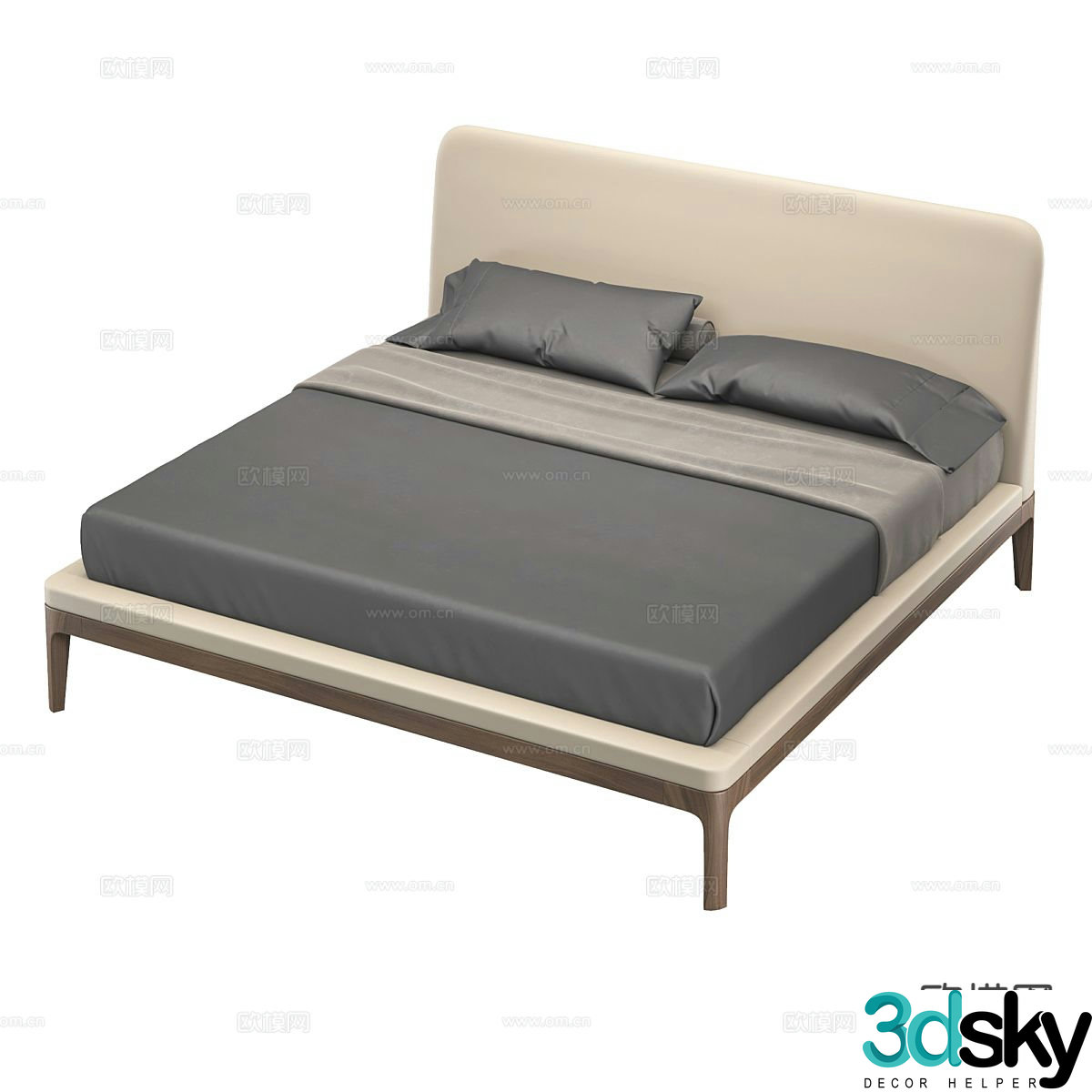Modern minimalist double bed 3d model