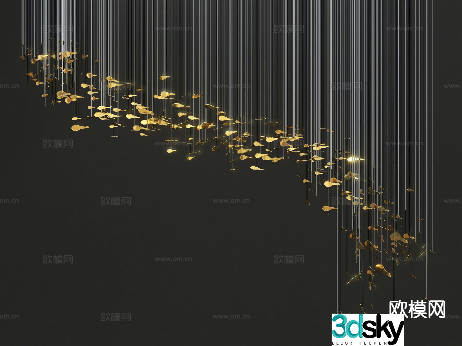 Crystal lamp art chandelier fiber chandelier lobby chandelier 3d model
