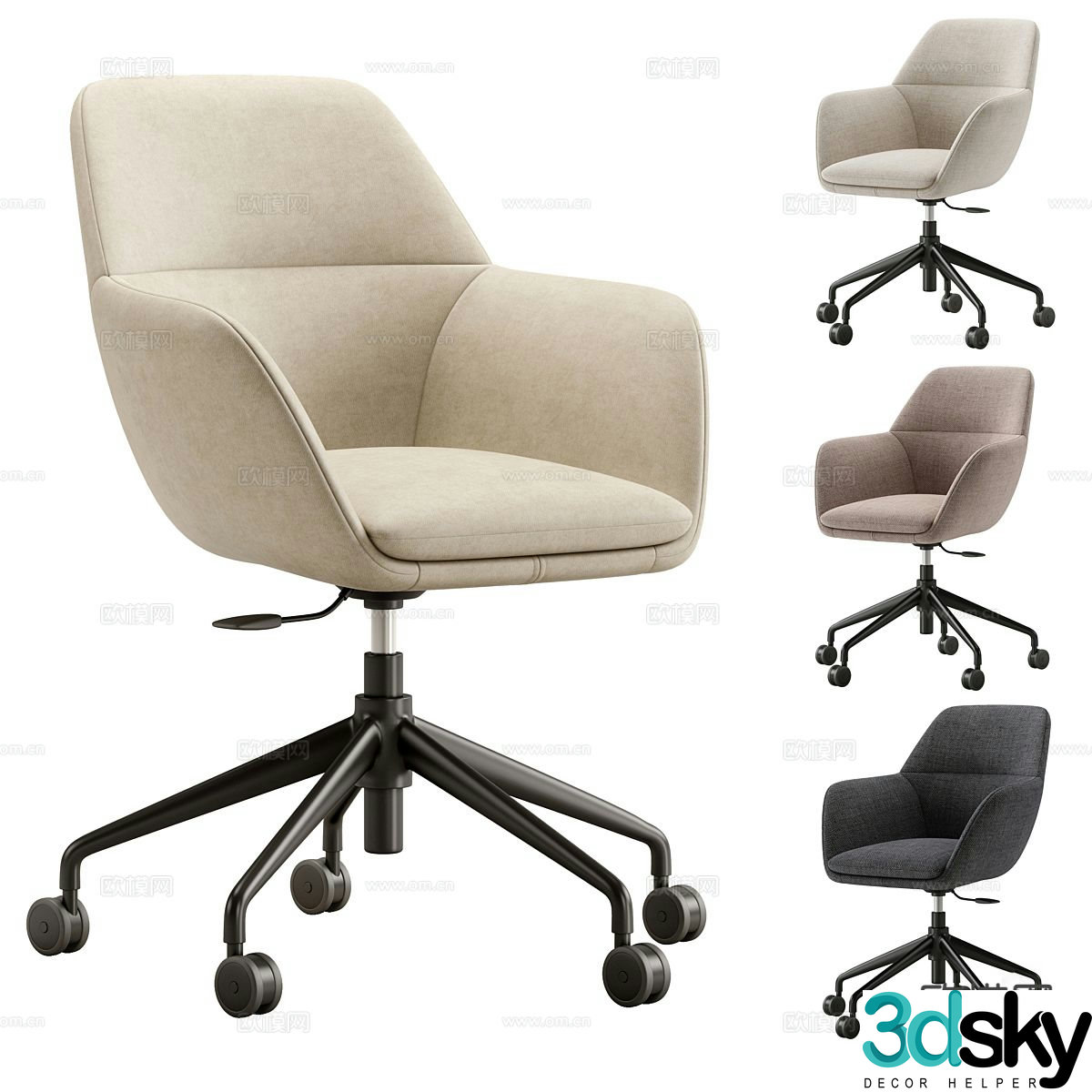 Modern office chair swivel chair class chair 3d model