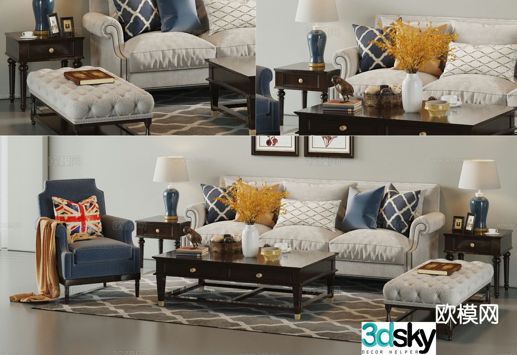 American modular sofa 3d model