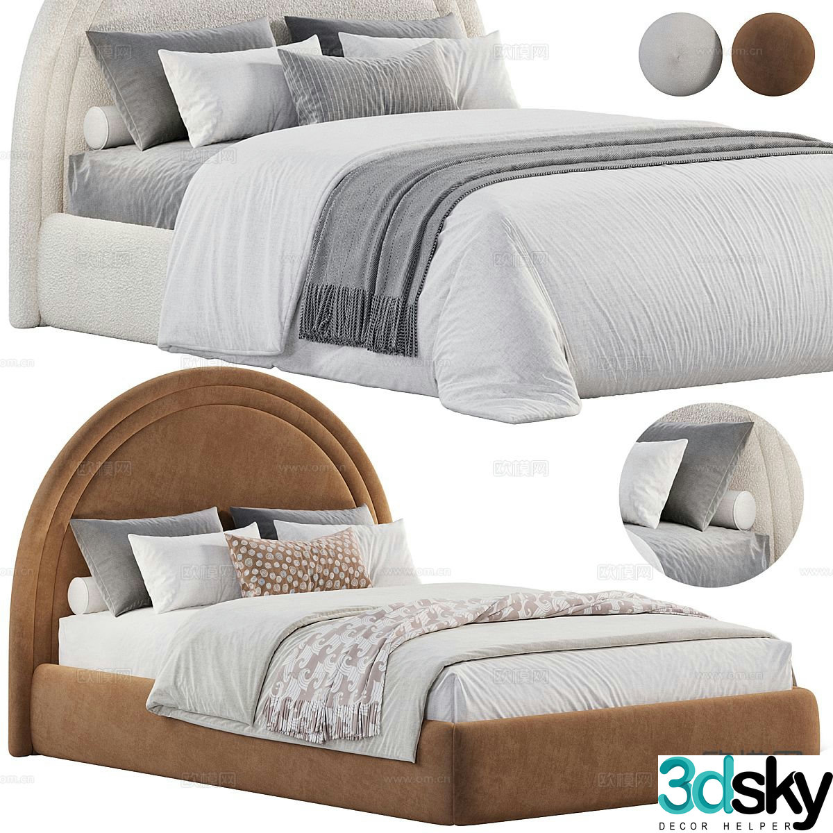 Modern double bed 3d model
