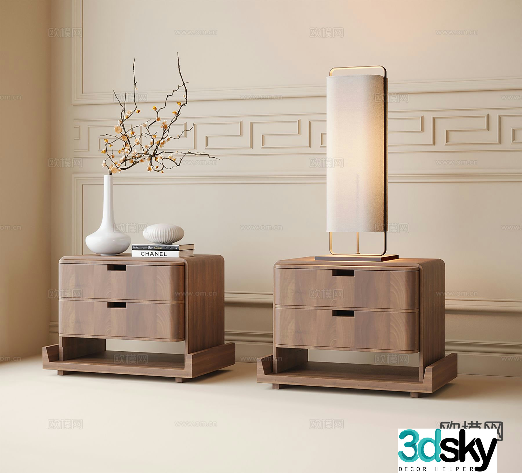 New Chinese style bedside table 3d model