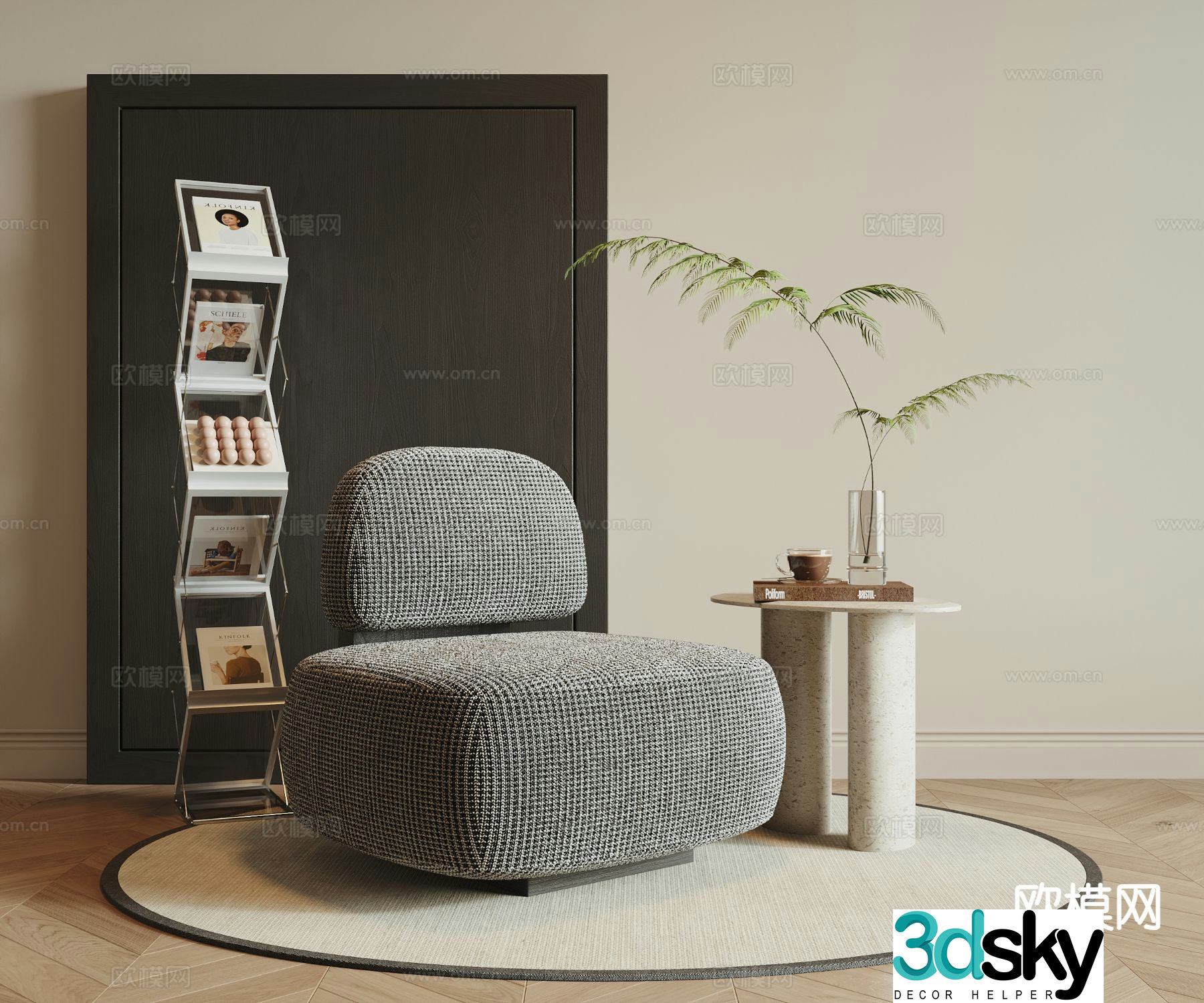 Wabi-sabi single sofa 3d model