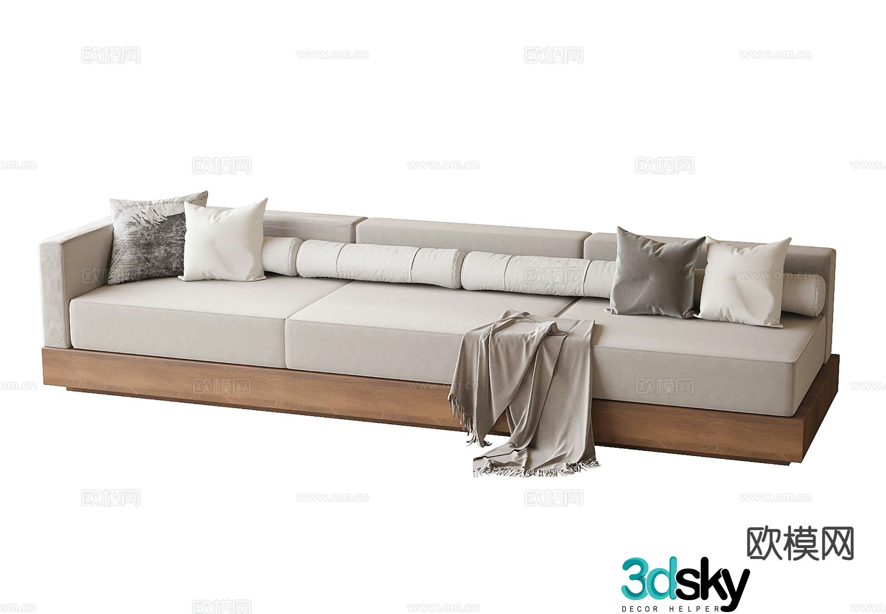 Log style multi-person sofa 3D model