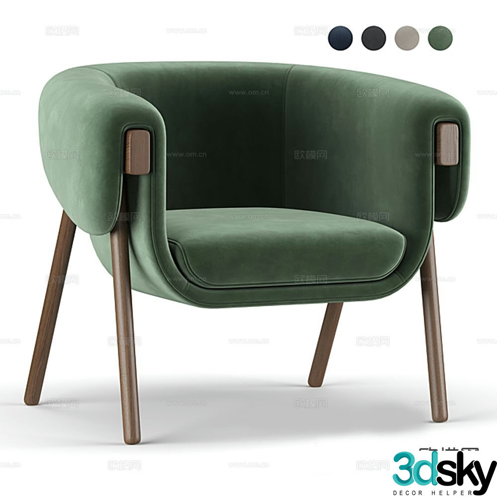 Green sofa chair single sofa 3d model