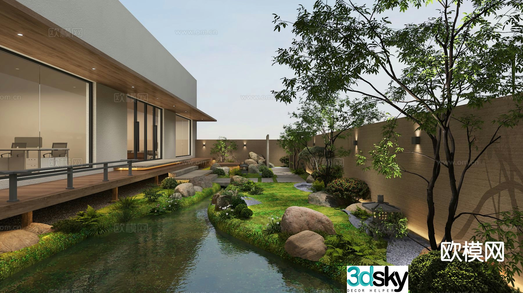Villa courtyard garden 3d model