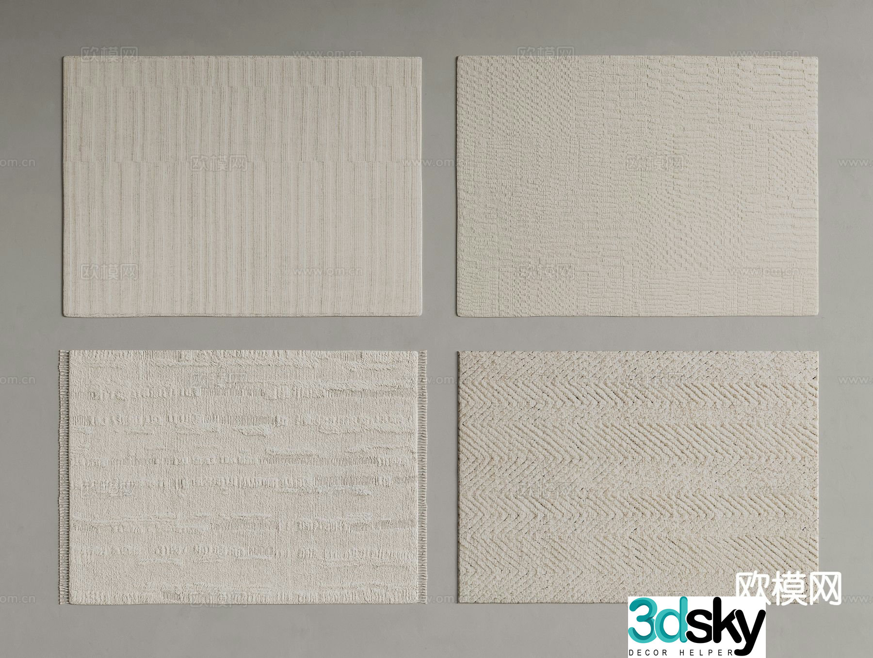 Creamy carpet Square carpet 3d model