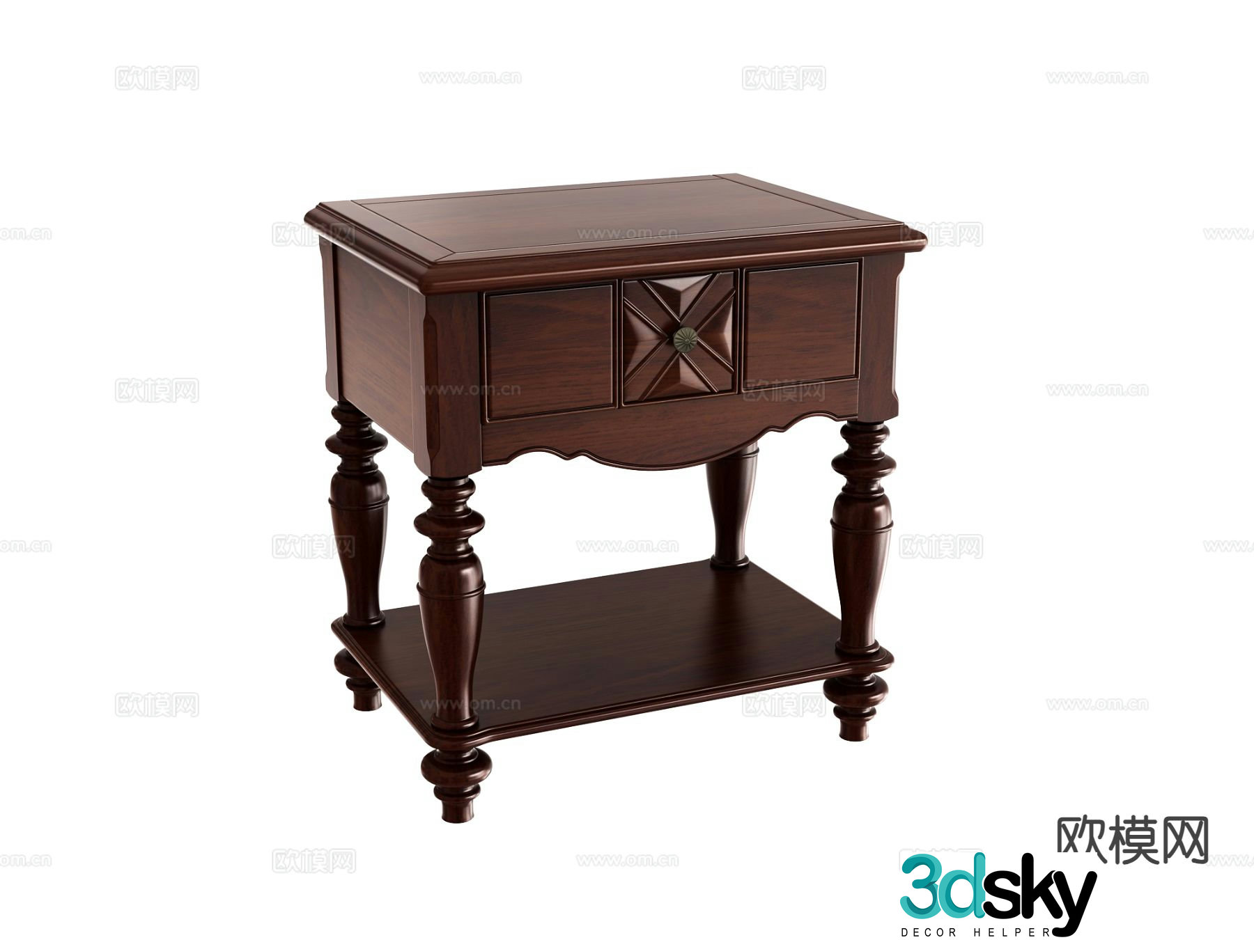 European style bedside table 3d model