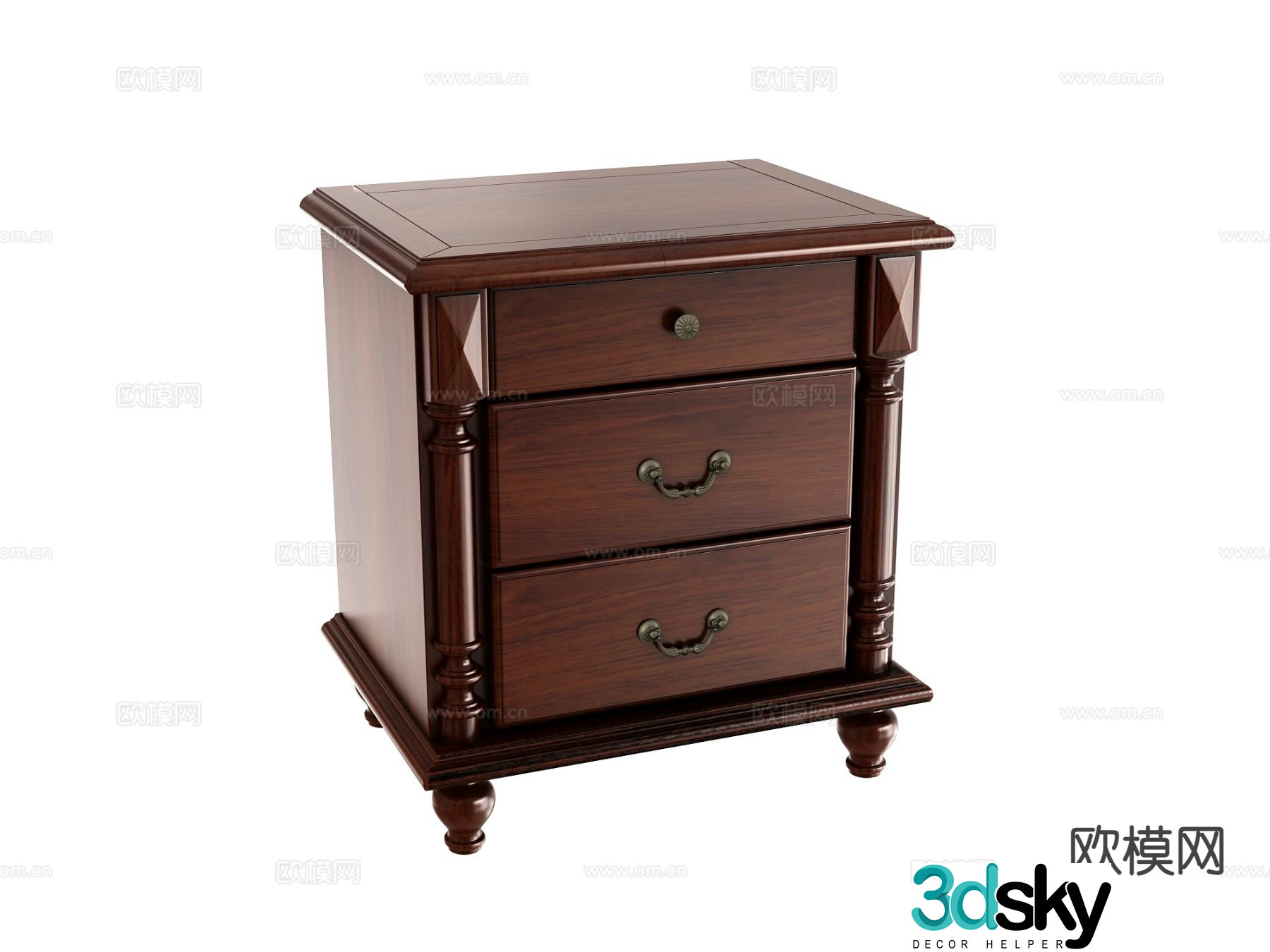 Simple European bedside table 3d model