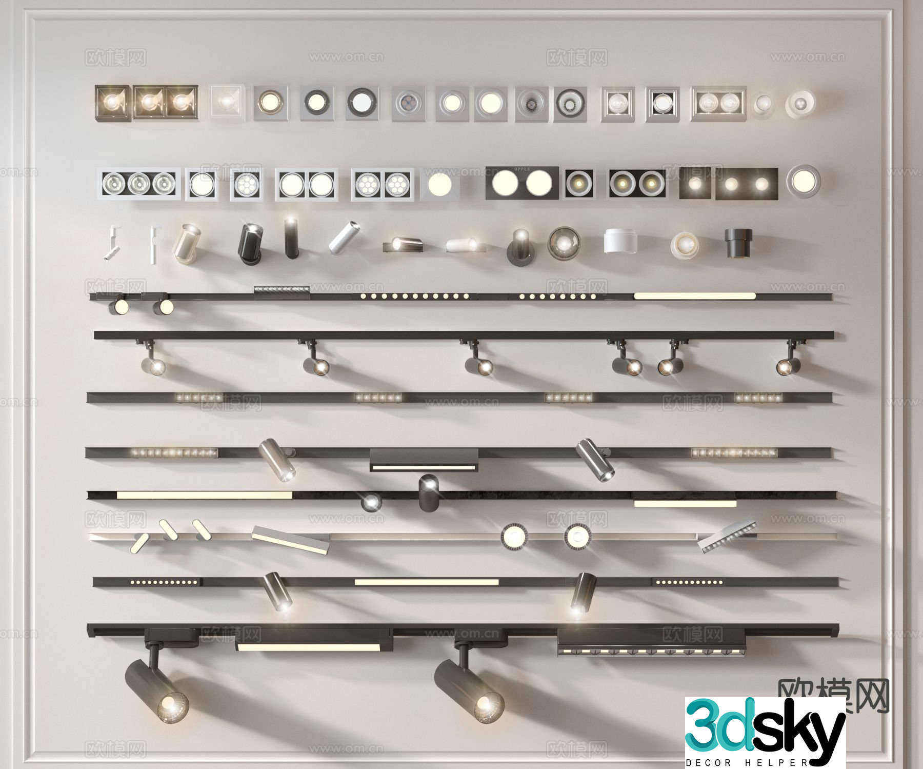Modern spotlight downlight track light 3d model