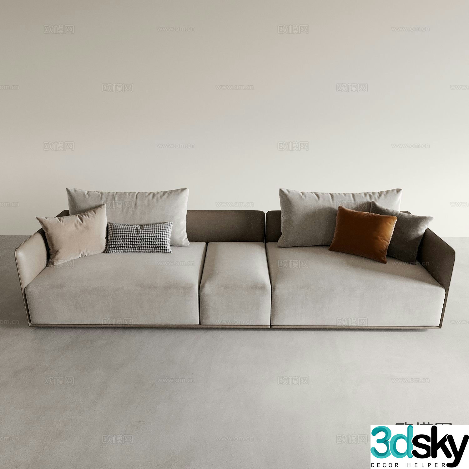 Modern three-person sofa upholstered sofa 3d model
