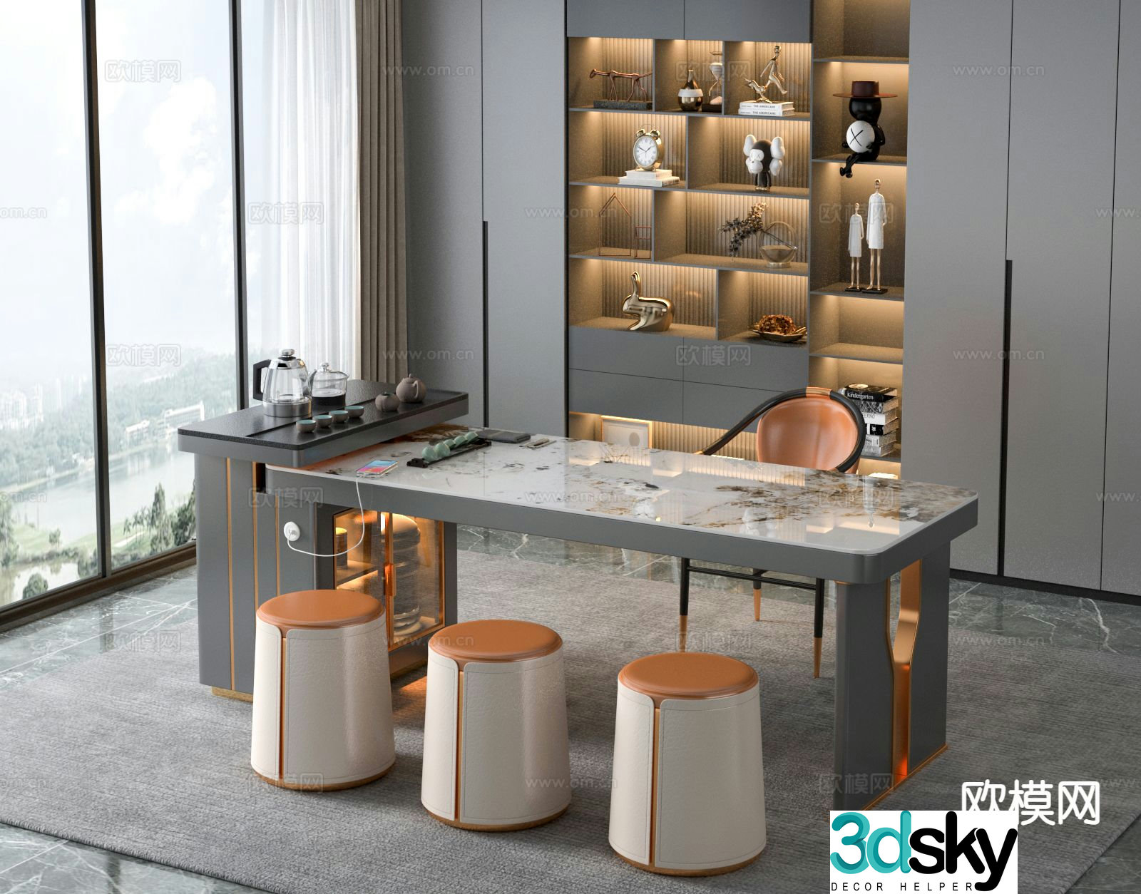 Light luxury tea table tea table tea table 3D model