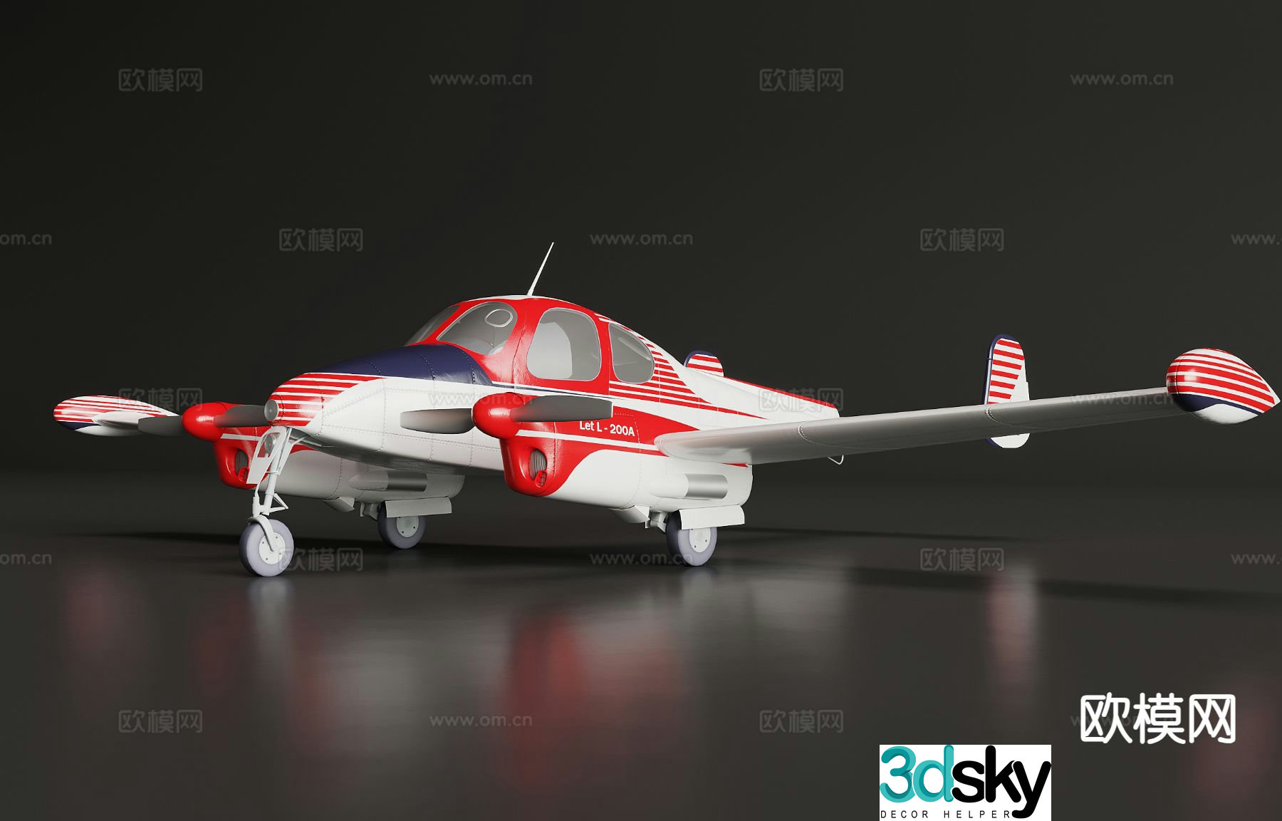 modern aircraft small aircraft glider 3d model