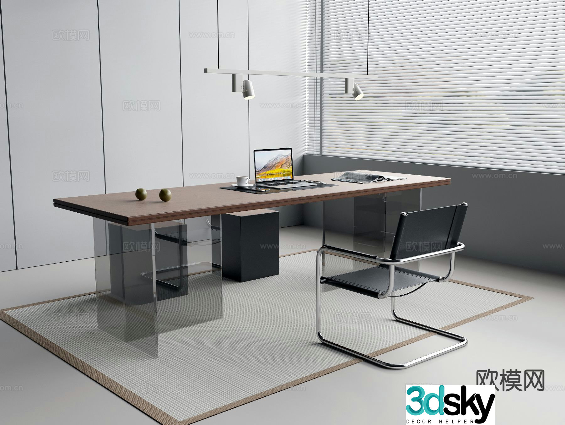 Modern executive desk 3d model