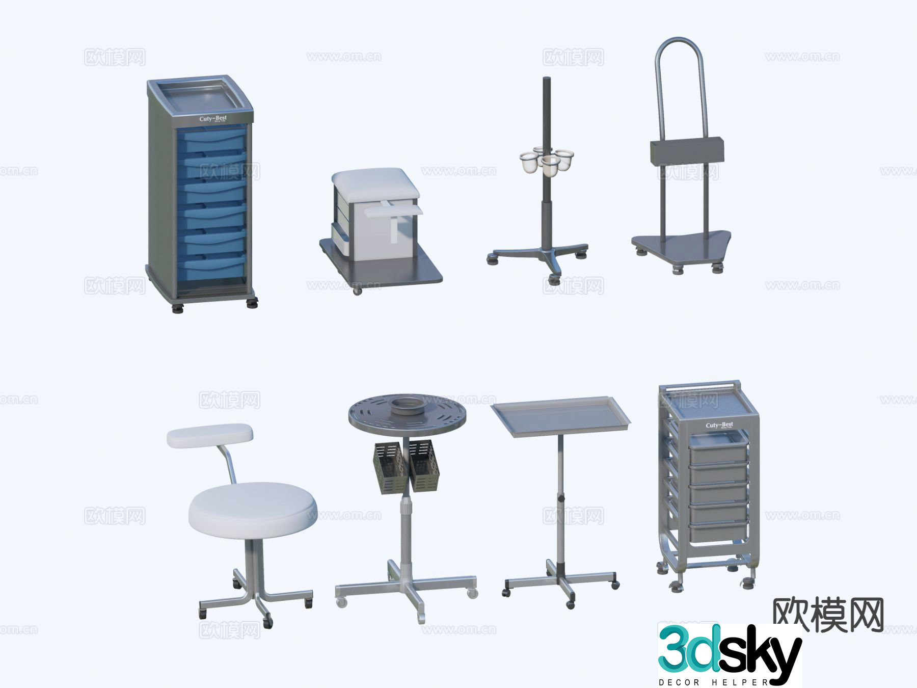 Modern barber shop tools lift chair barber rack 3d model