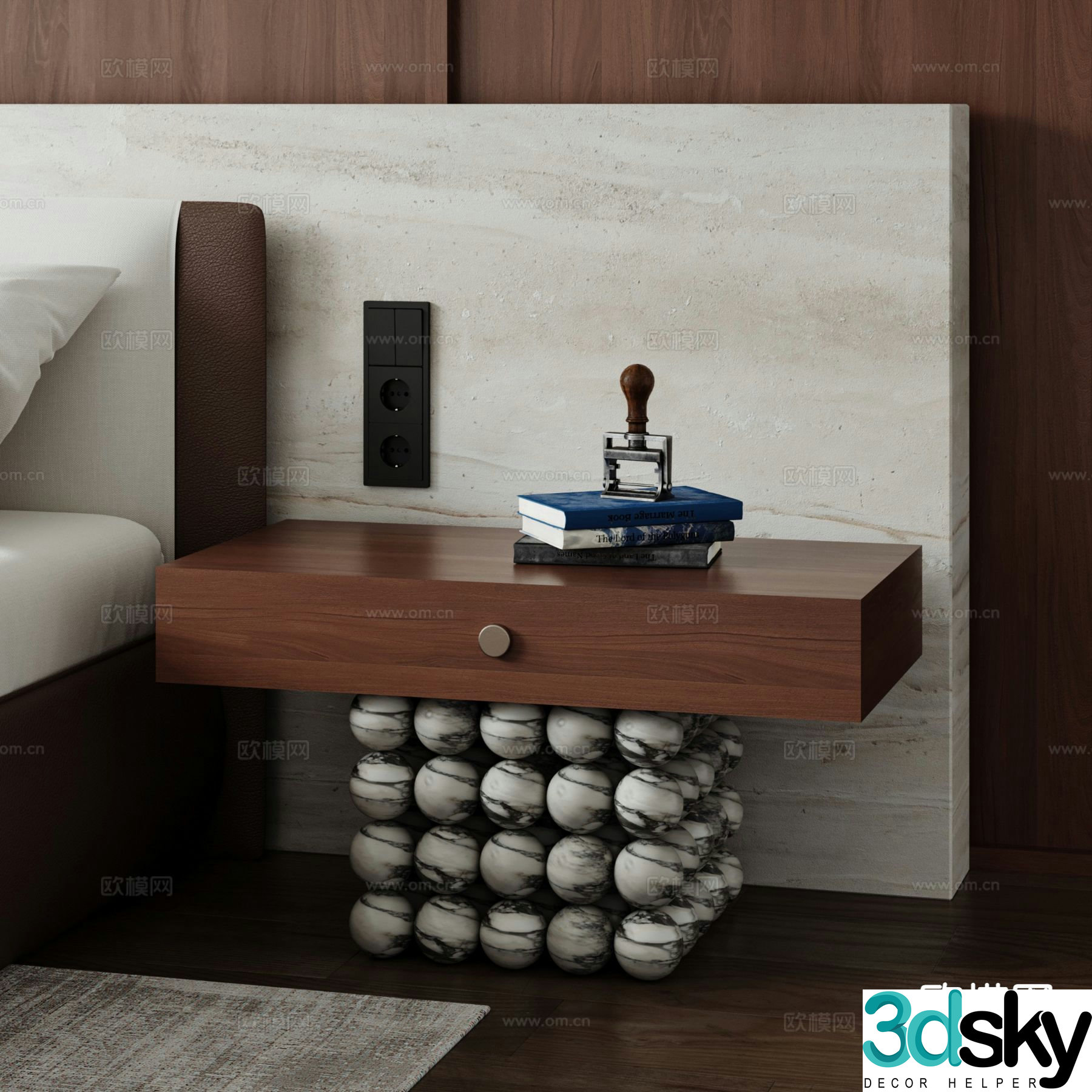 Medieval style bedside table 3d model
