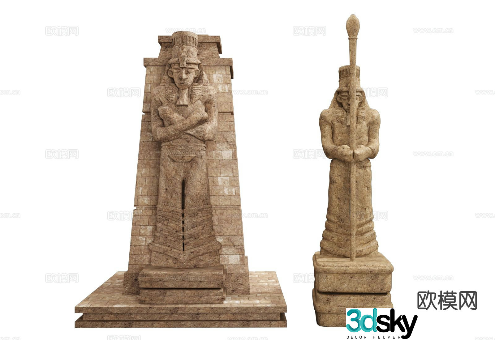 pharaoh statue ancient egyptian sculpture landscape sculpture 3d model