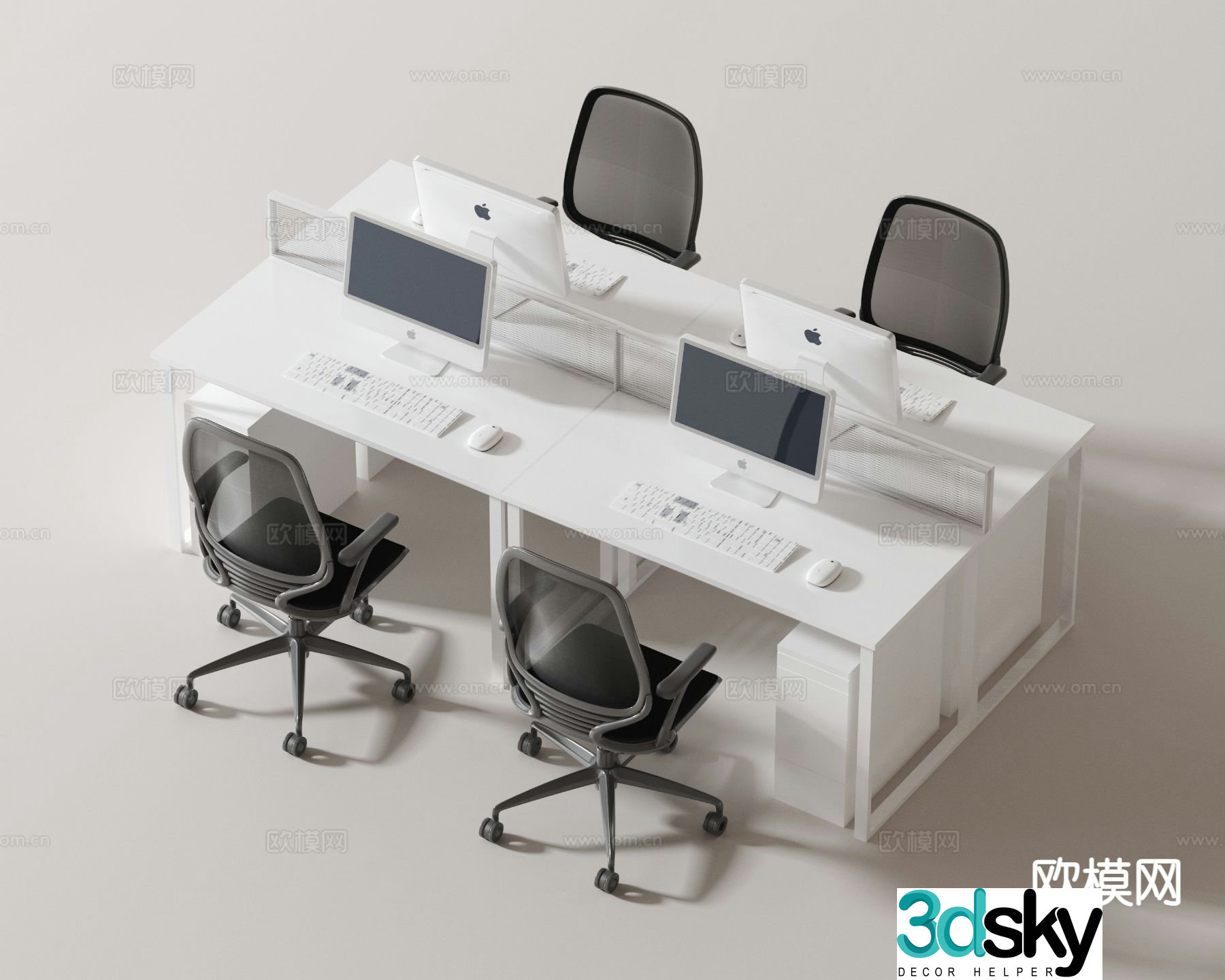 Card space desk work station post 3d model