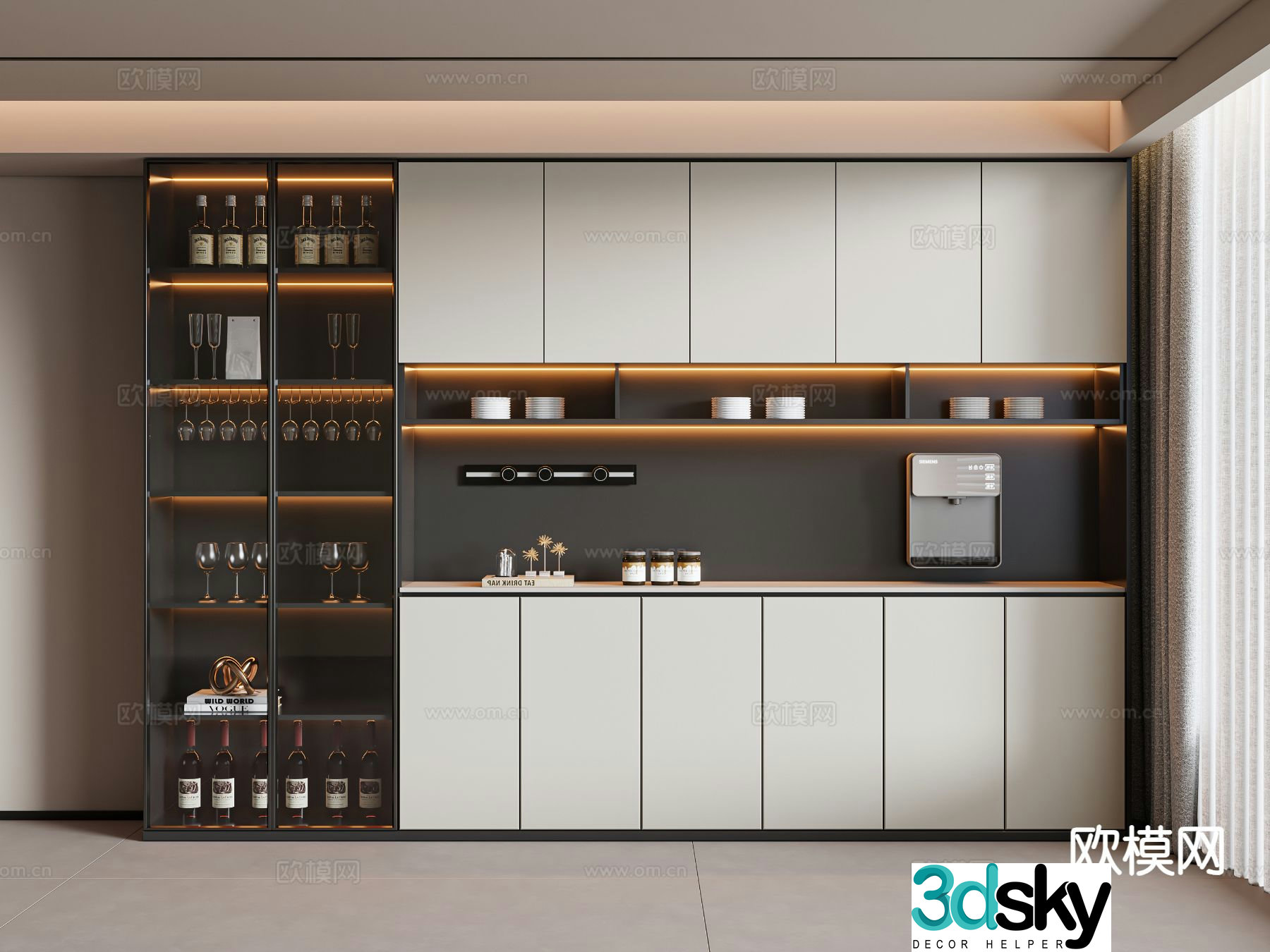 Modern wine cabinet sideboard 3d model