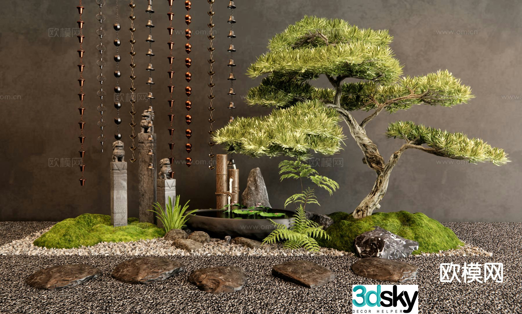 New Chinese style courtyard sketch 3D model