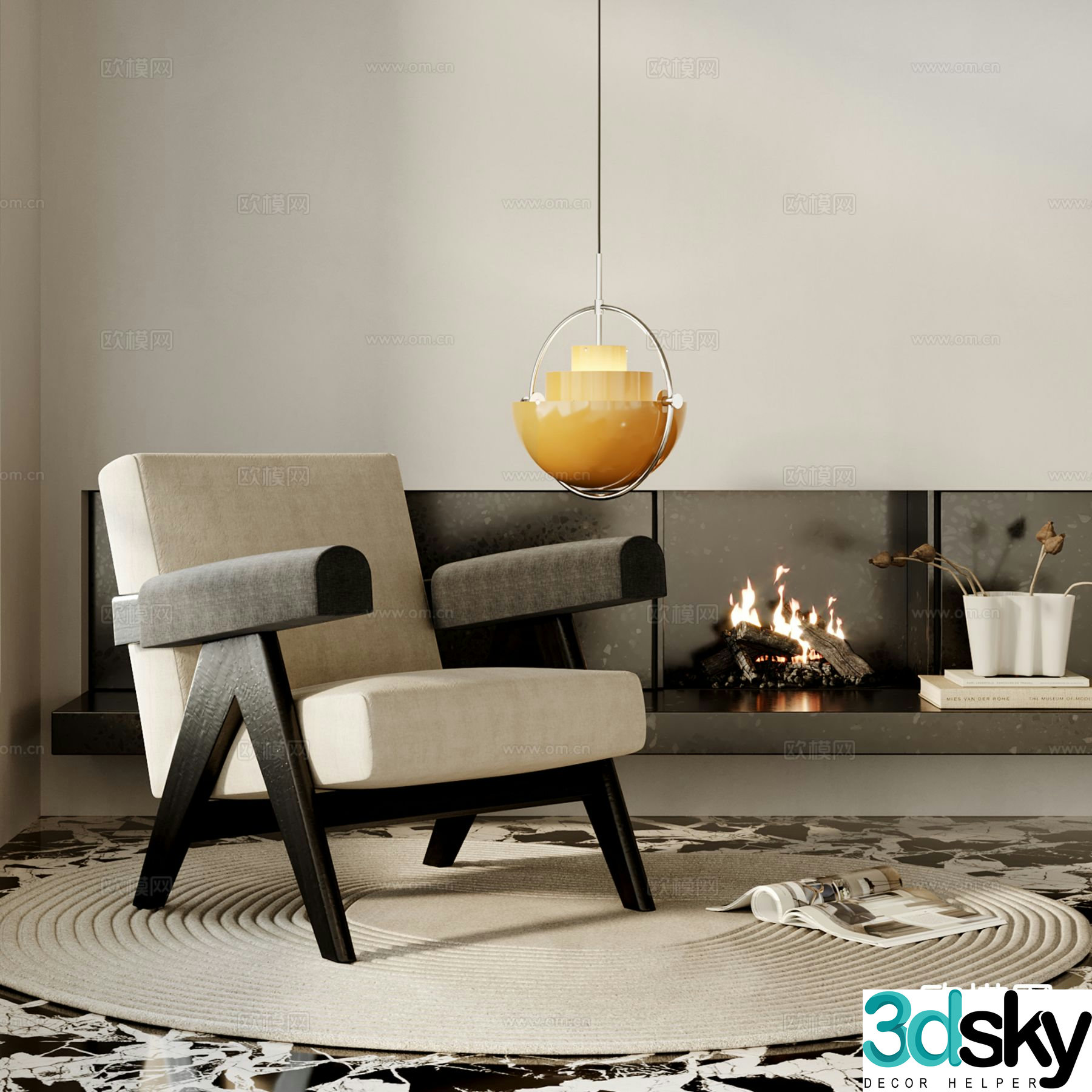 Wabi-sabi style leisure chair 3d model