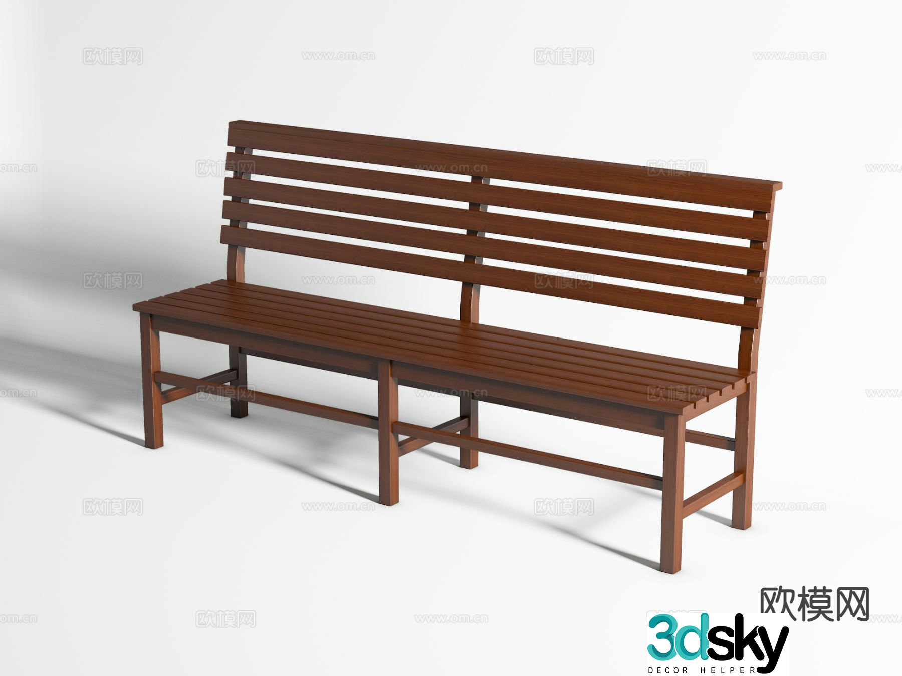 Modern solid wood strip chair row chair waiting chair public bench 3d model