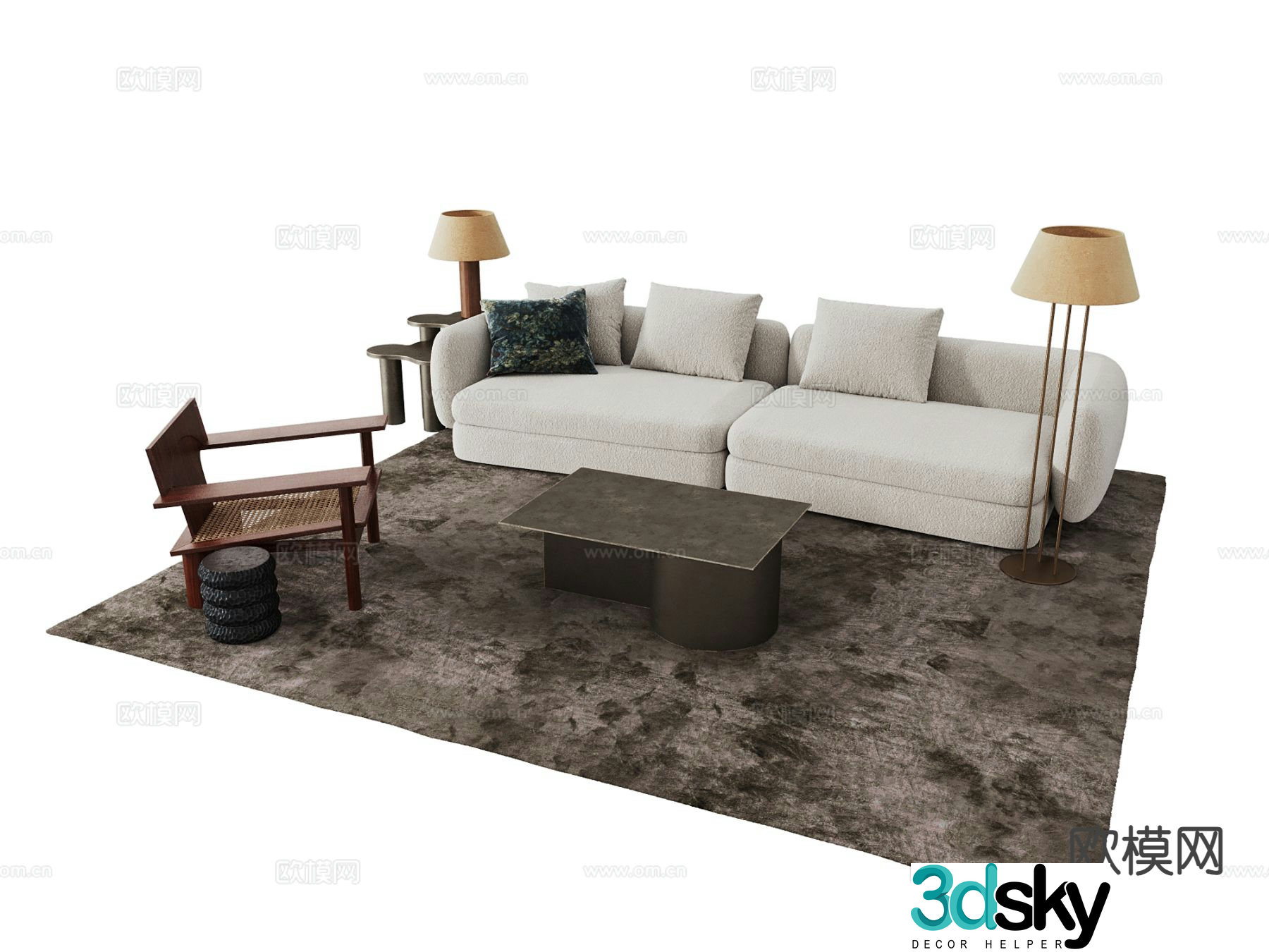 Medieval style modular sofa 3D model