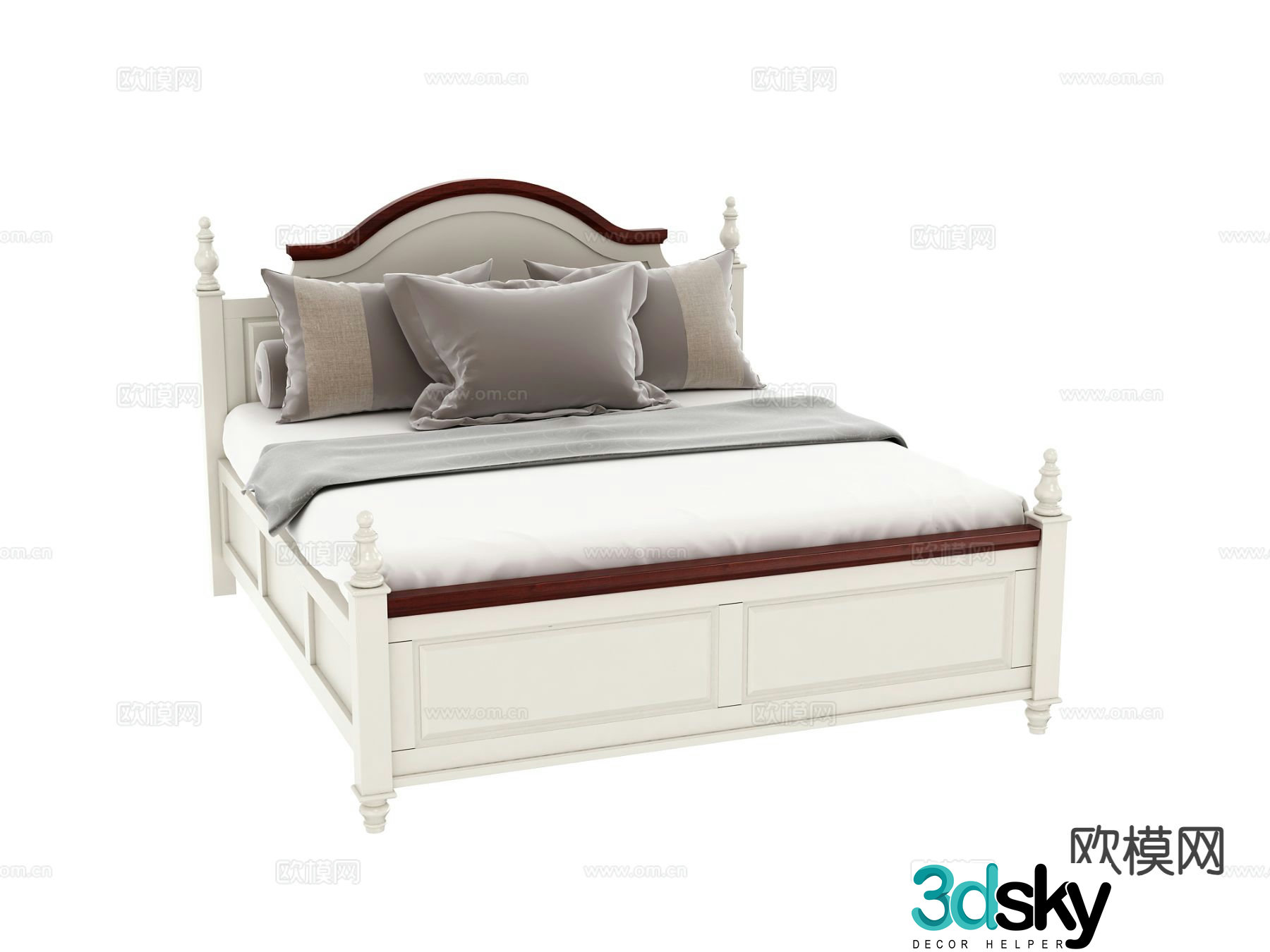 American double bed 3d model