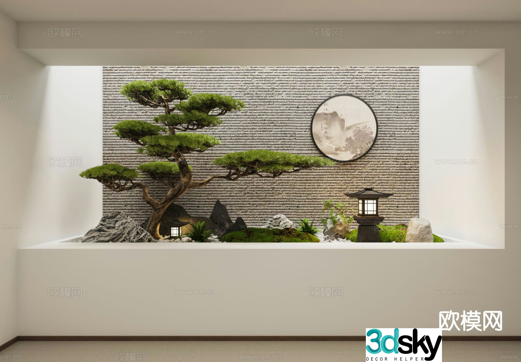 New Chinese style basement patio indoor landscape plant landscape 3d model