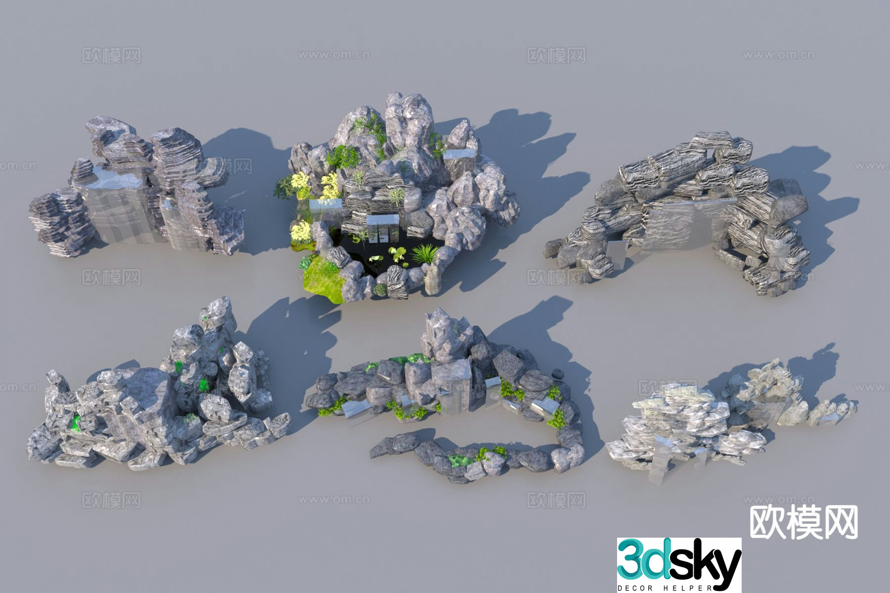 Rockery stone landscape stone waterfall waterscape Taihu stone 3D model