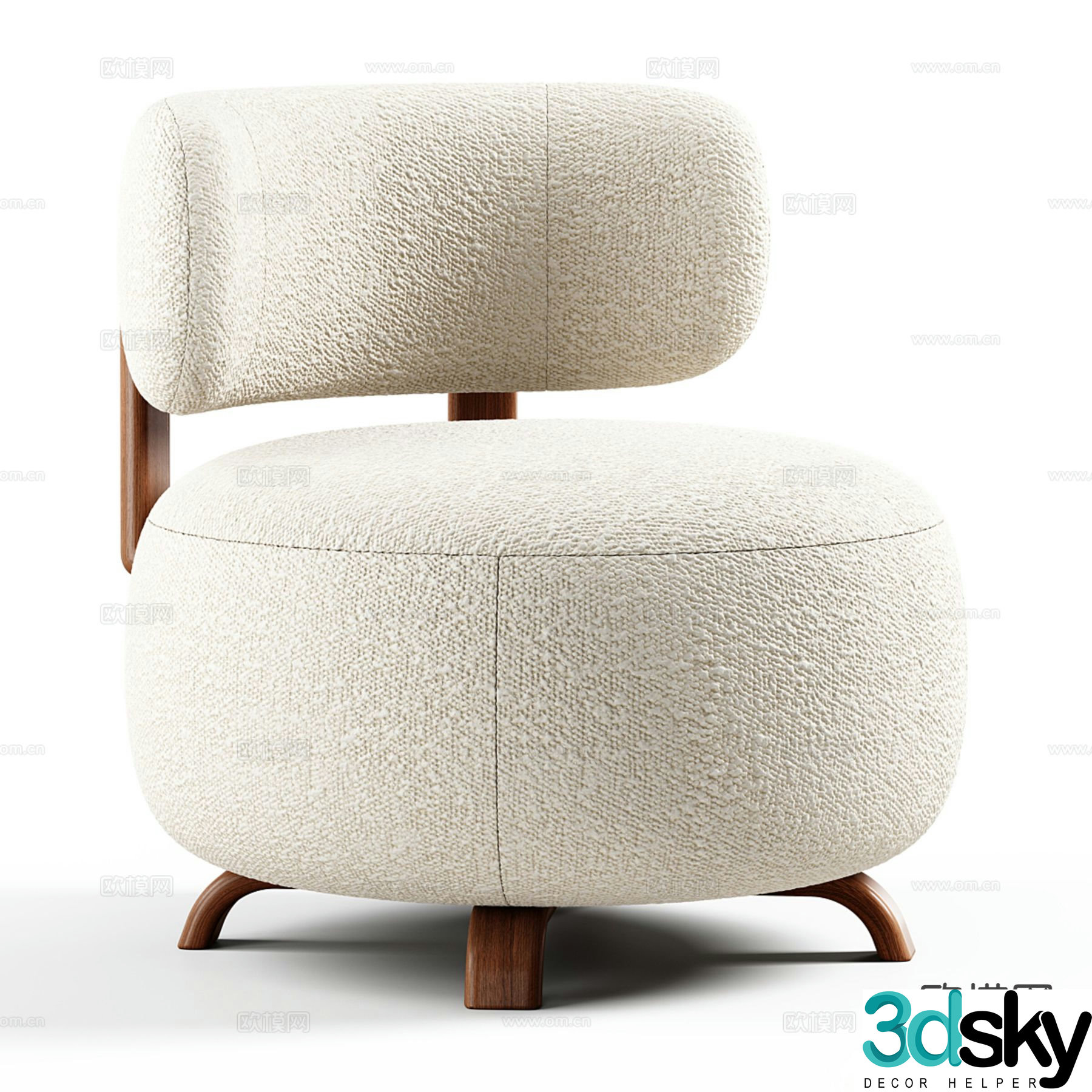 Cream style single sofa leisure sofa 3d model