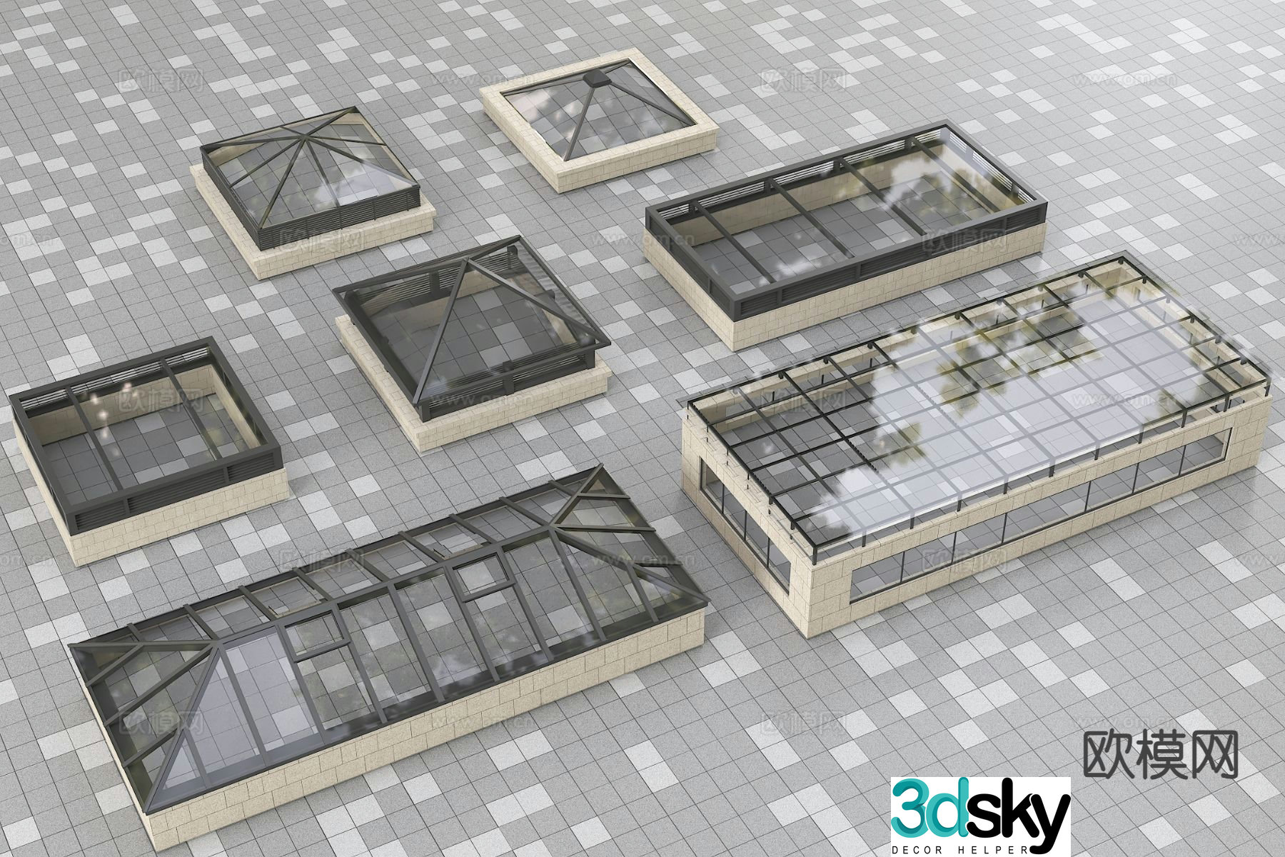 Modern daylight well urban ventilation shaft ventilation patio 3d model