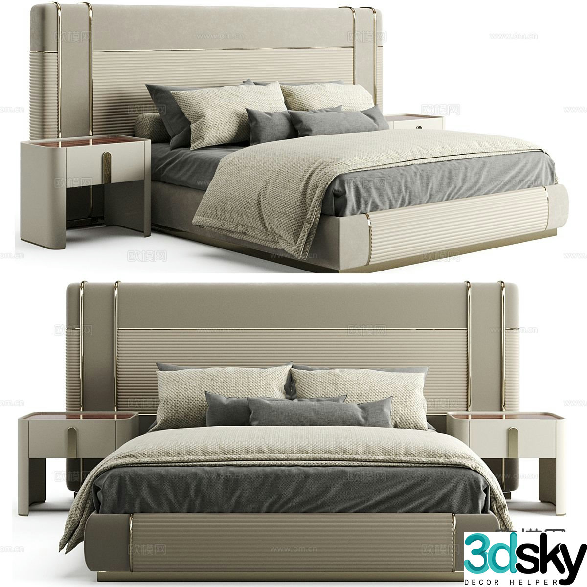 Modern double bed 3d model