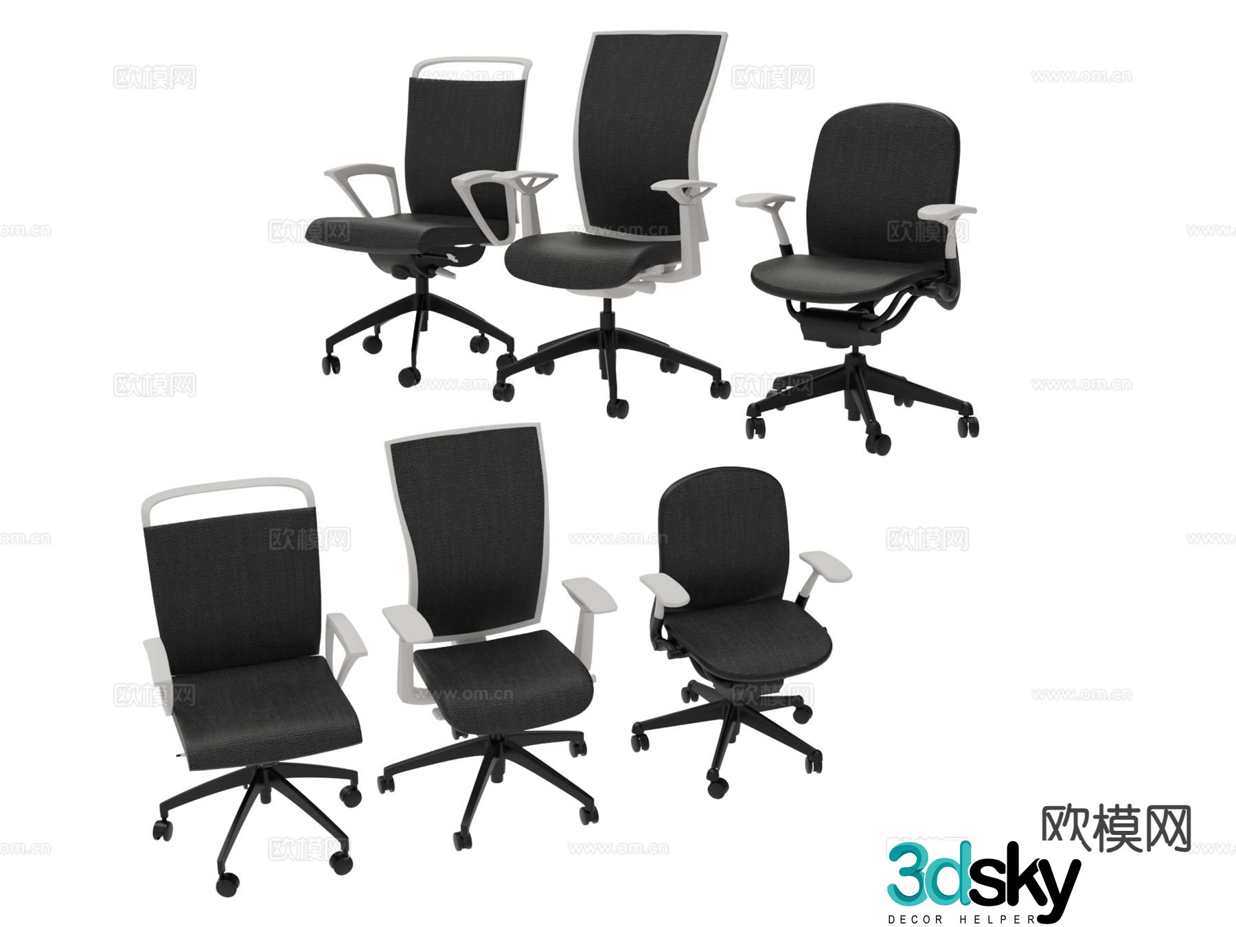 Modern office chair staff chair conference chair 3d model