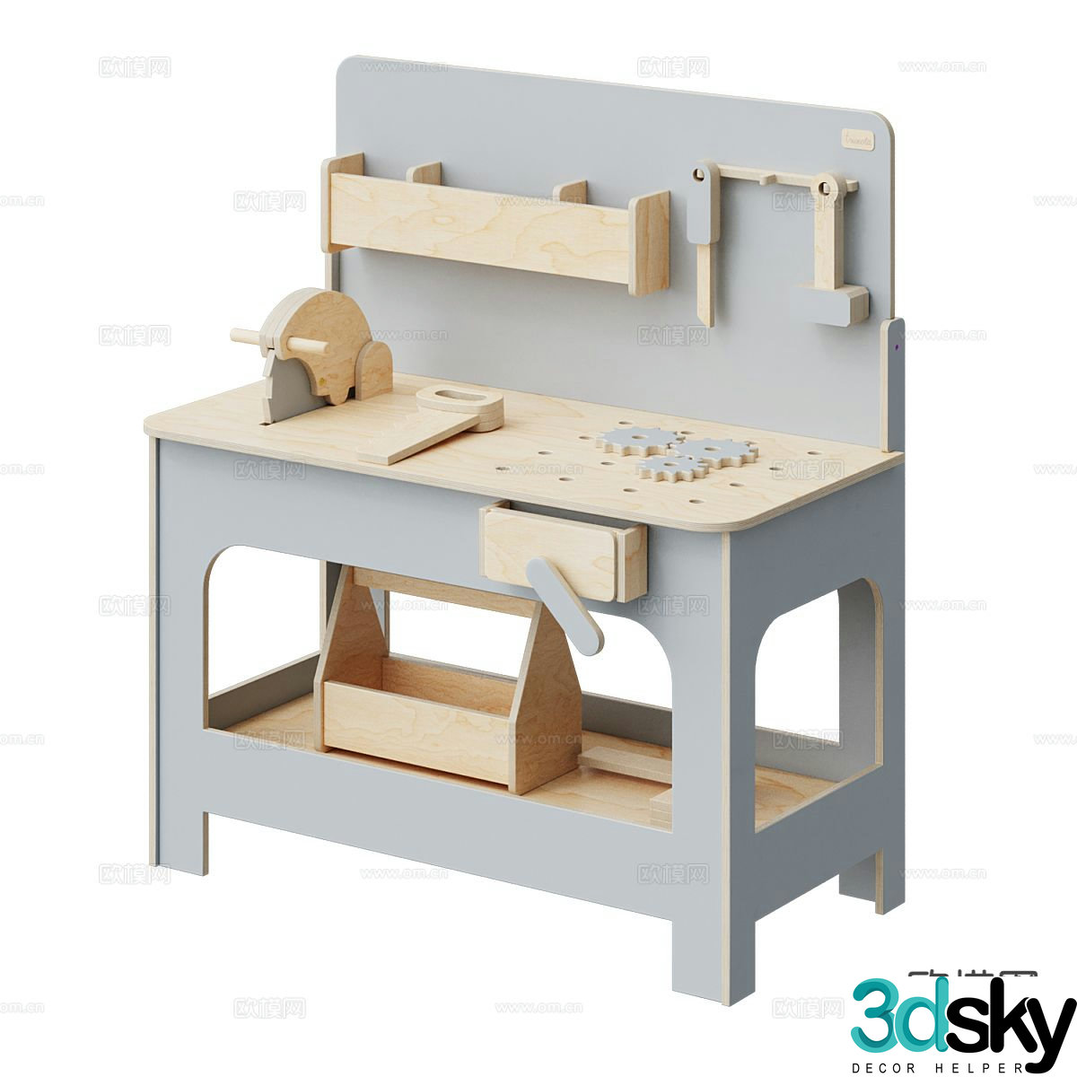 Nordic children’s table handmade table game table 3d model