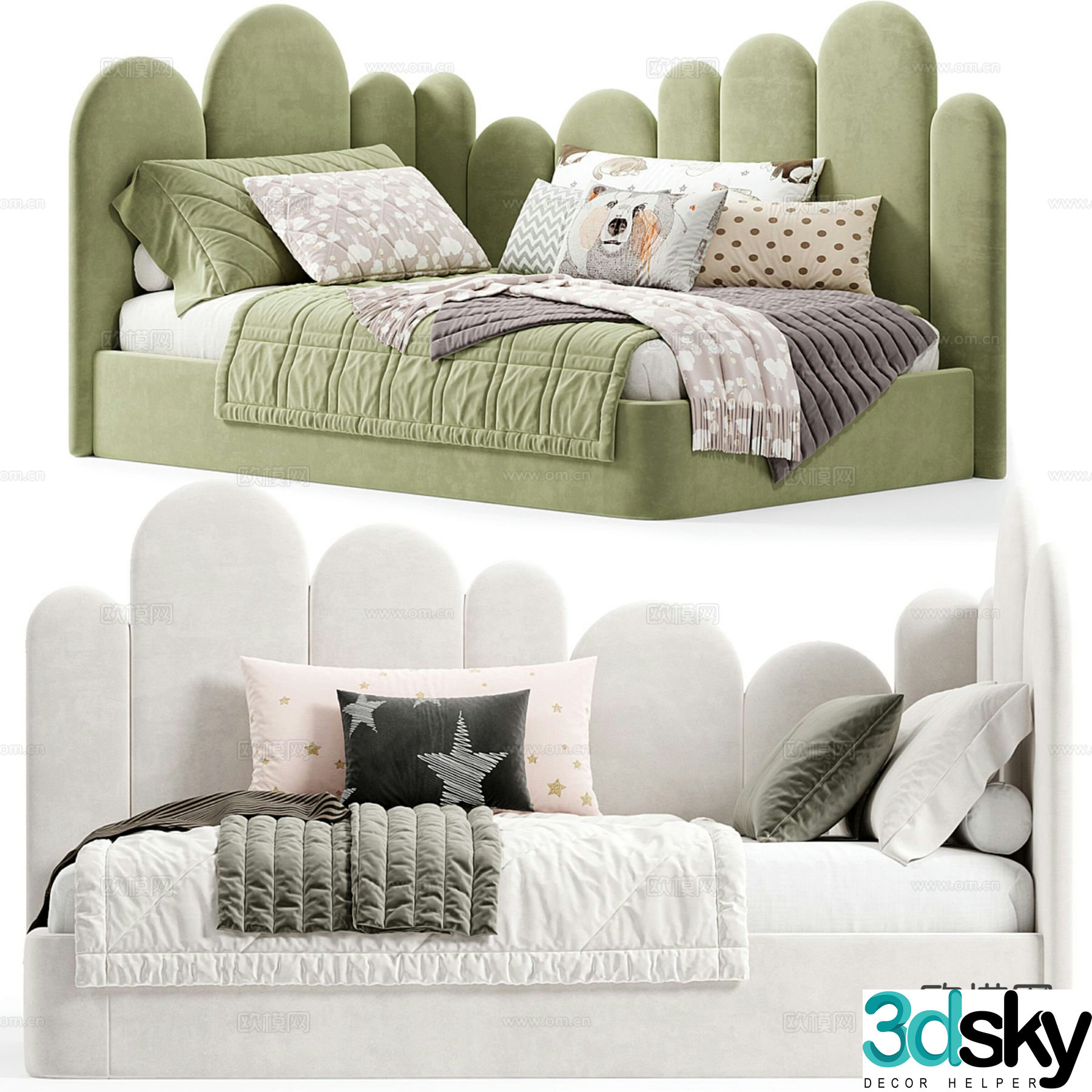 Modern children’s bed sofa bed 3d model
