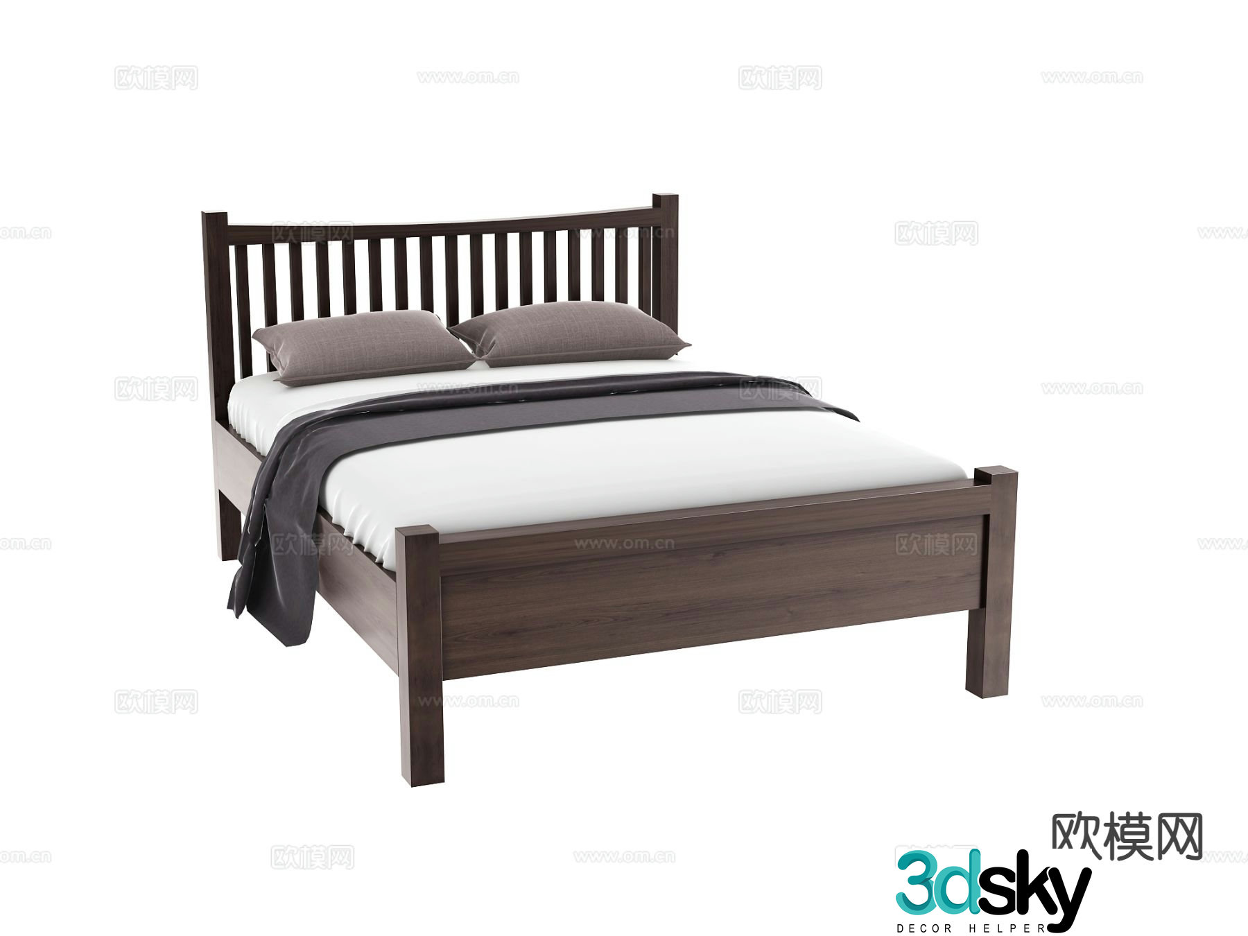 Modern double bed 3d model
