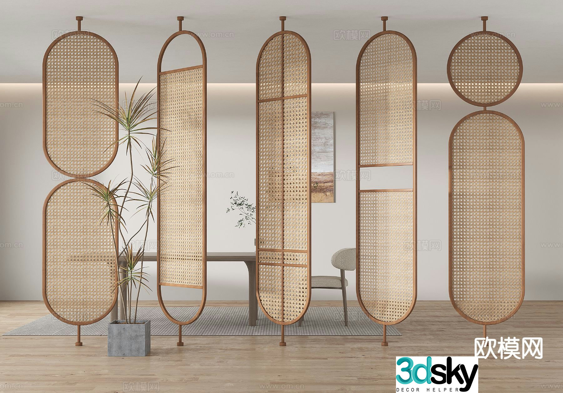Wasabi partition rattan partition arc partition 3D model