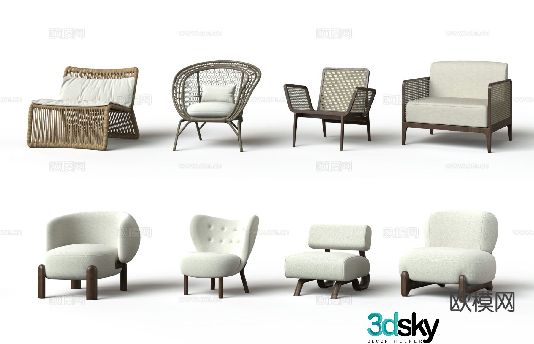 Wabi-sabi chair sofa chair leisure chair 3d model