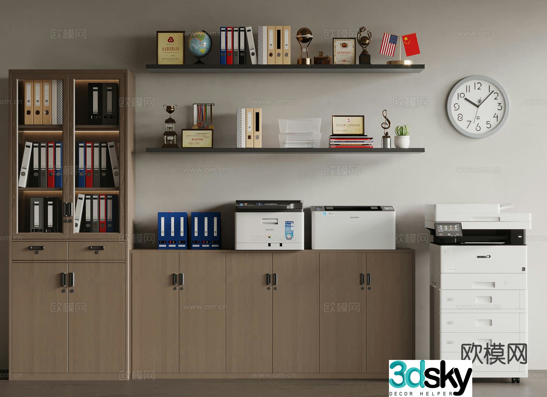 Office supplies file cabinet file cabinet printer 3d model