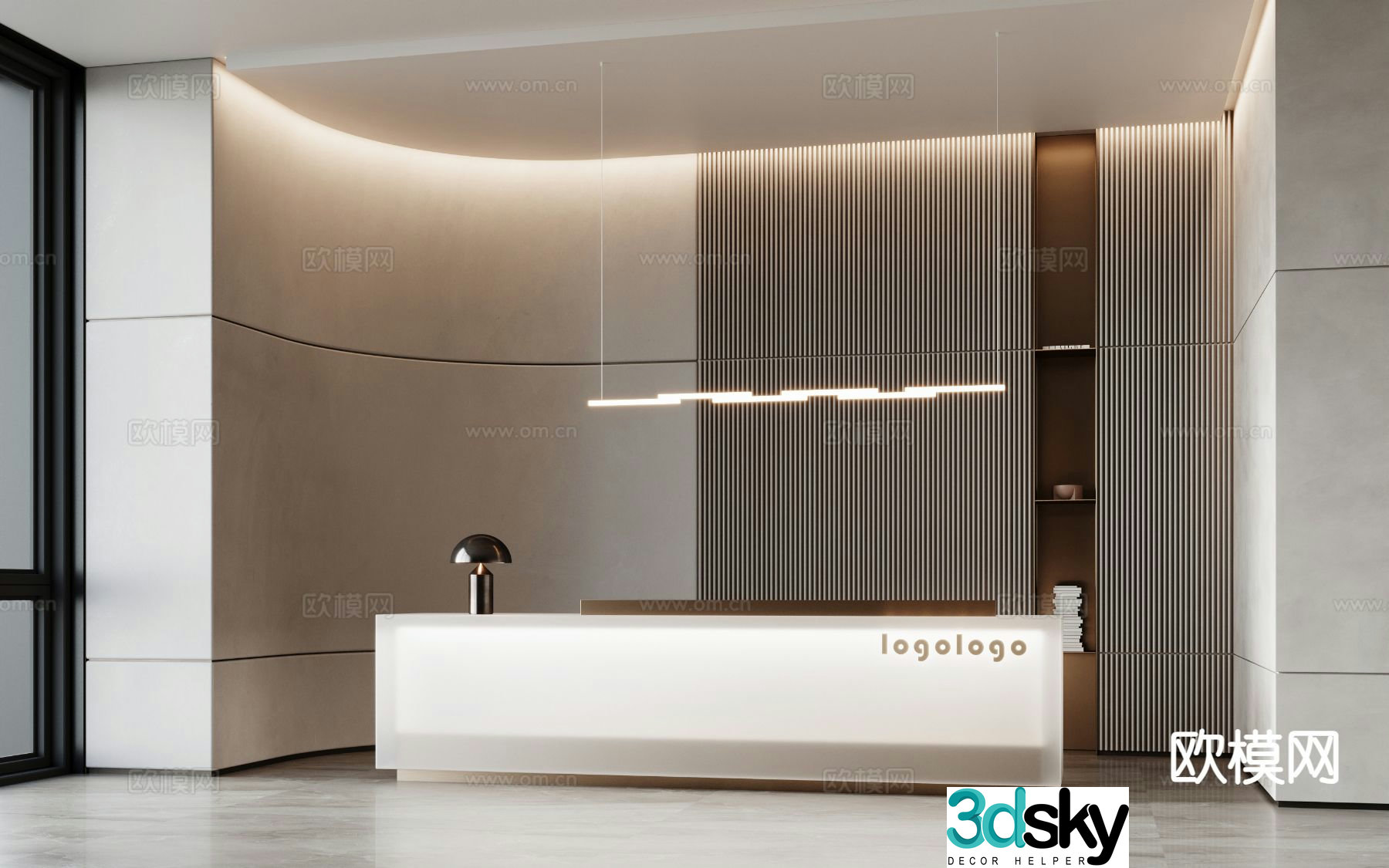 Modern reception desk front desk information desk service desk 3d model